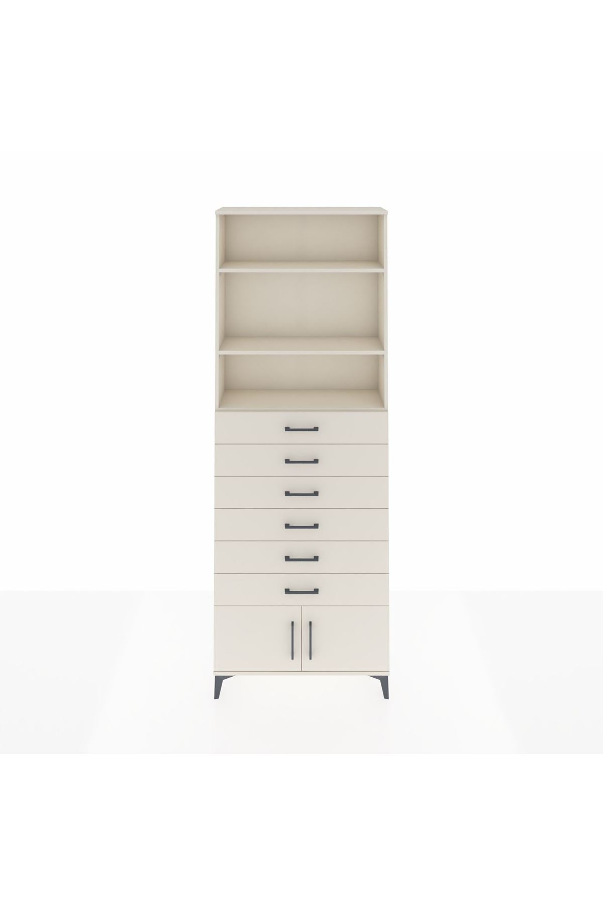 Arges Dolap 3 Raflı 6 Çekmeceli 2 Kapaklı 88x30x243 - S33M228V1A