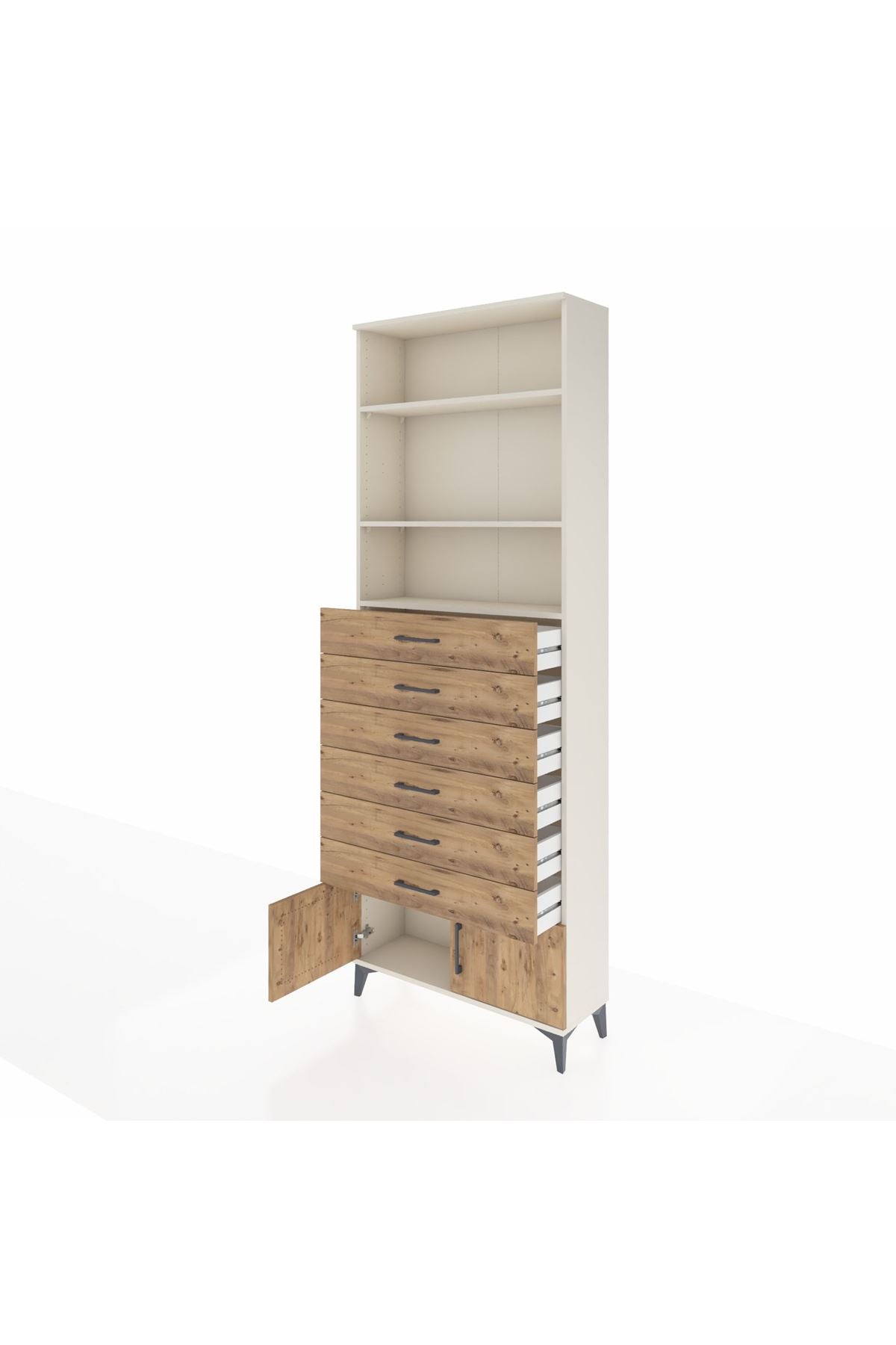 Arges Dolap 3 Raflı 6 Çekmeceli 2 Kapaklı 88x30x243 - S33M228V3A