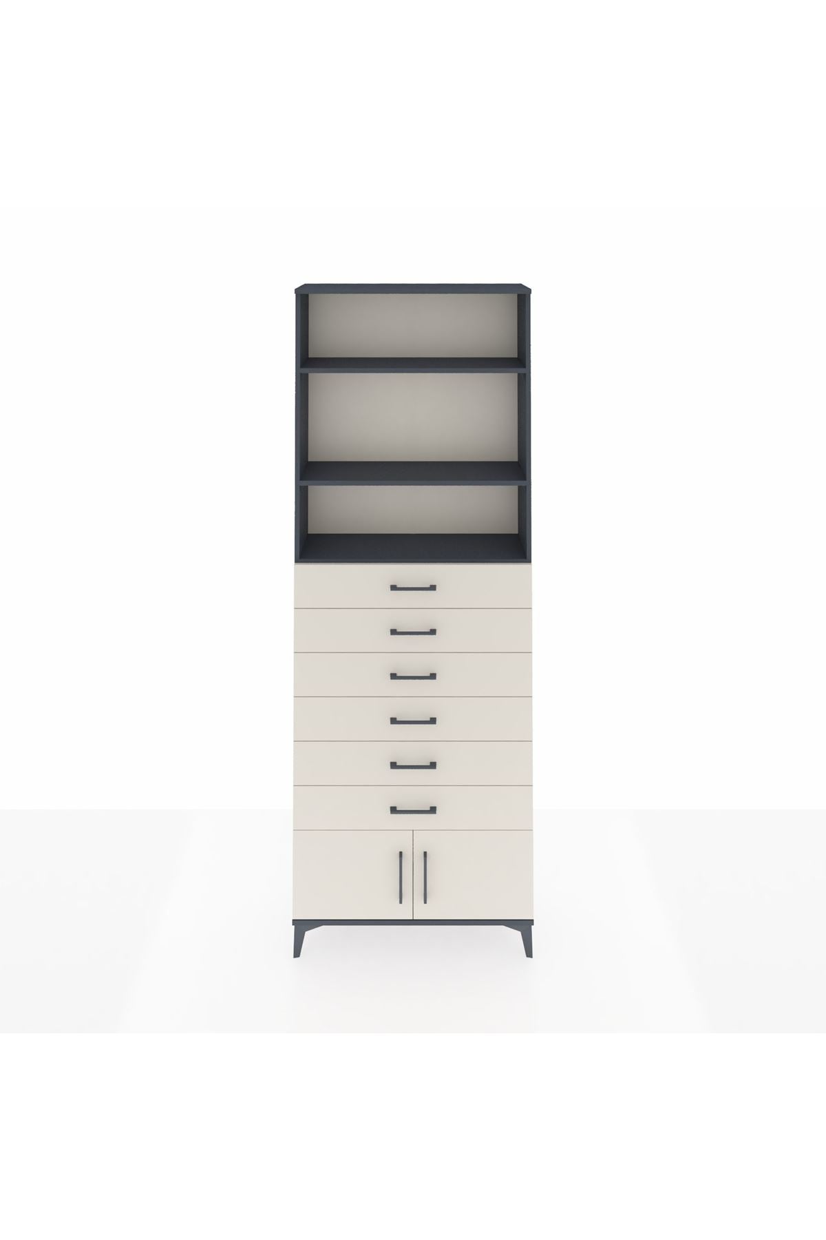 Arges Dolap 3 Raflı 6 Çekmeceli 2 Kapaklı 88x30x243 - S33M228V4A