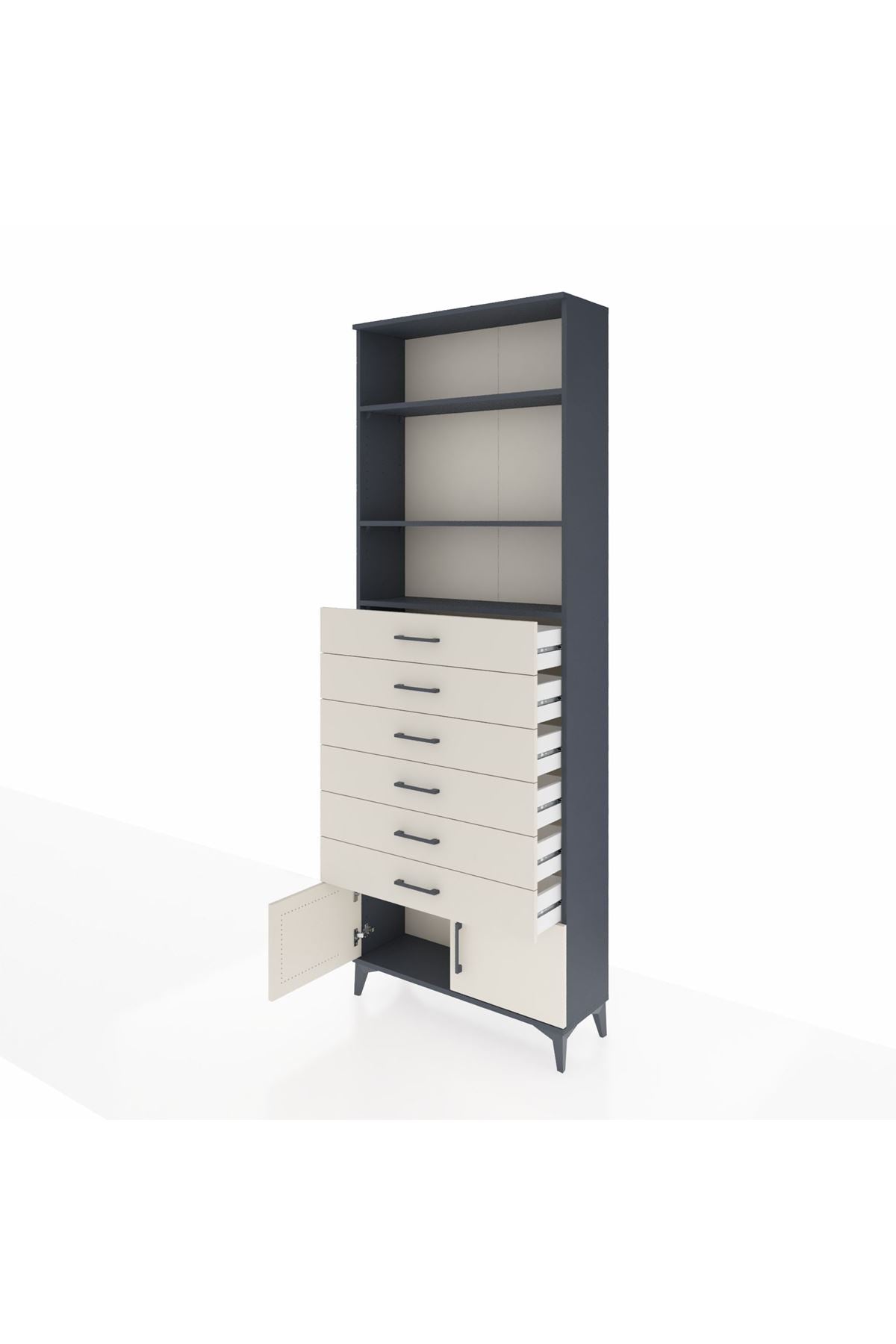 Arges Dolap 3 Raflı 6 Çekmeceli 2 Kapaklı 88x30x243 - S33M228V4A