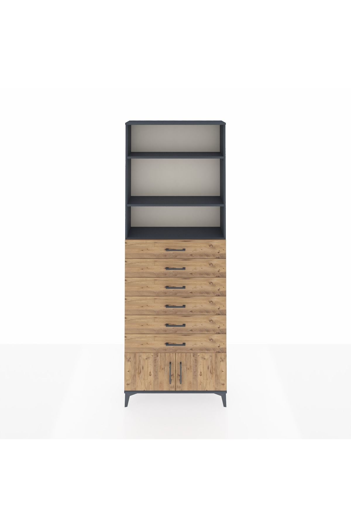 Arges Dolap 3 Raflı 6 Çekmeceli 2 Kapaklı 88x30x243 - S33M228V6A