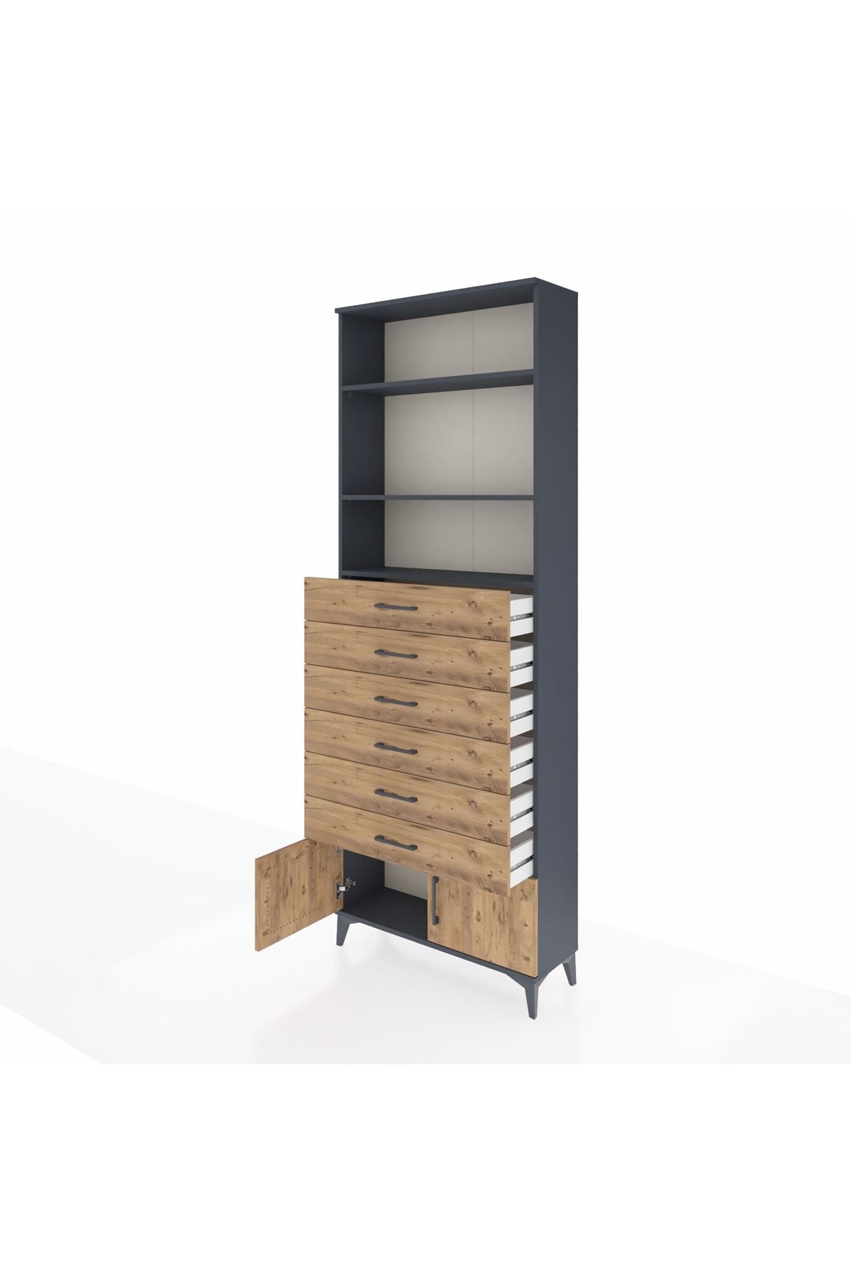 Arges Dolap 3 Raflı 6 Çekmeceli 2 Kapaklı 88x30x243 - S33M228V6A