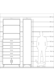 Arges Dolap 3 Raflı 6 Çekmeceli 2 Kapaklı 88x30x243 - S33M228V8A