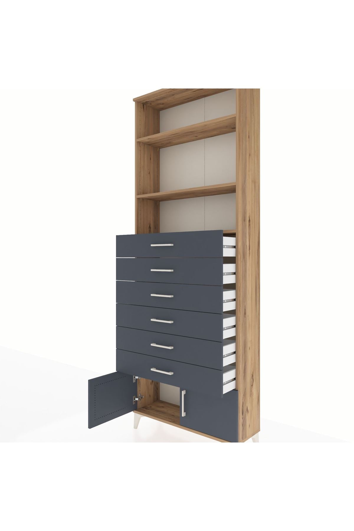 Arges Dolap 3 Raflı 6 Çekmeceli 2 Kapaklı 88x30x243 - S33M228V8A