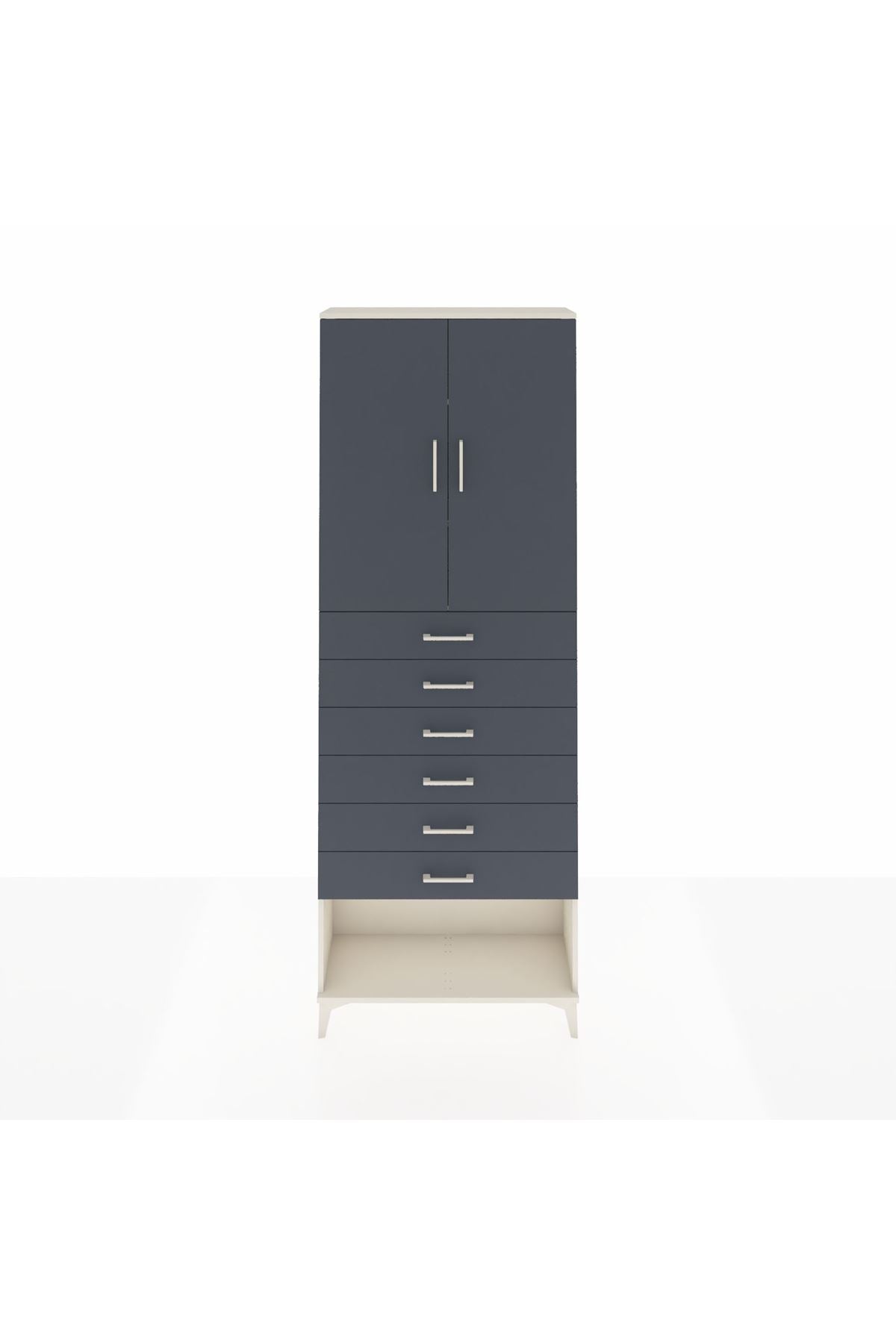 Arges Dolap 3 Raflı 6 Çekmeceli 2 Kapaklı 88x30x243 - S33M229V2A