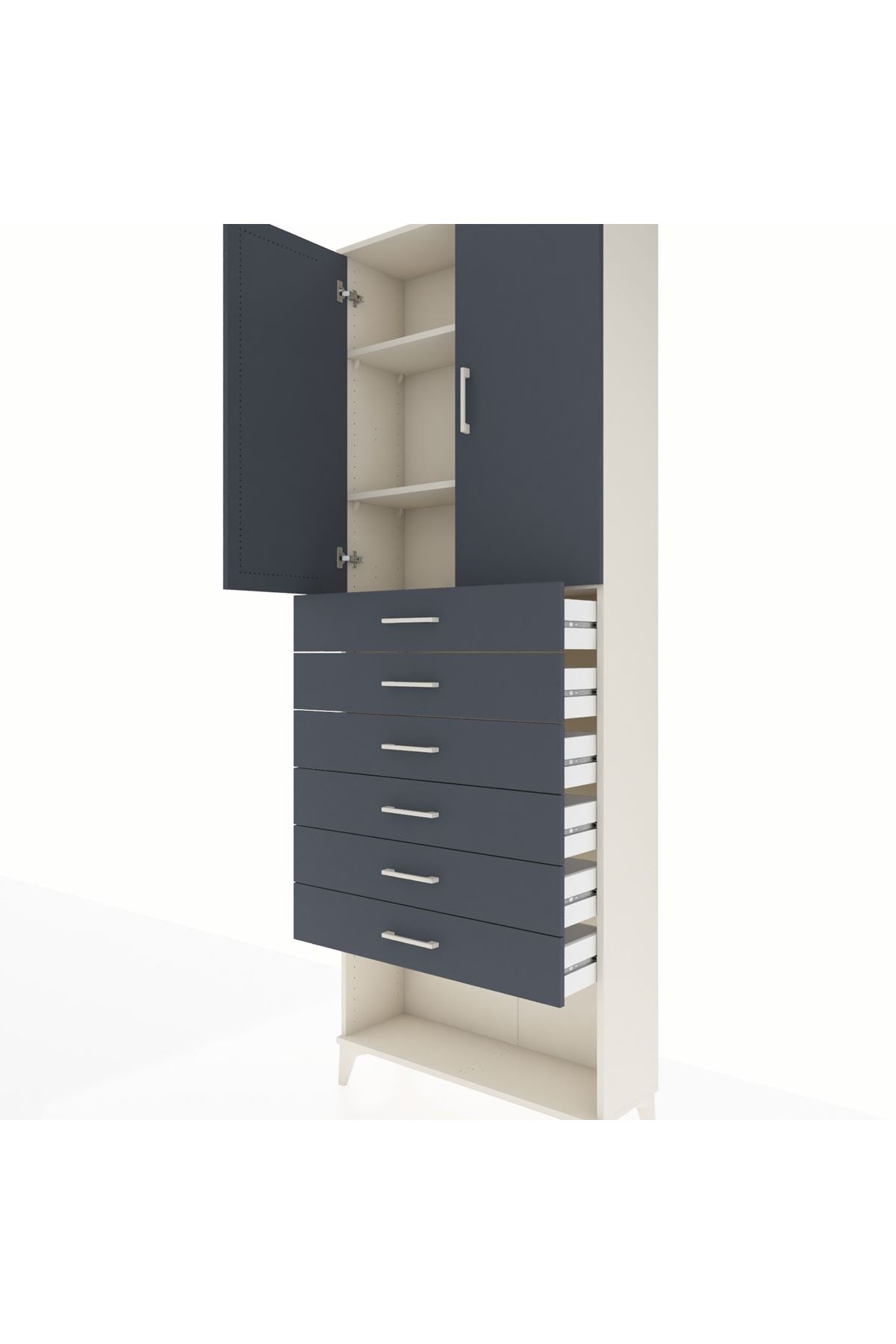 Arges Dolap 3 Raflı 6 Çekmeceli 2 Kapaklı 88x30x243 - S33M229V2A
