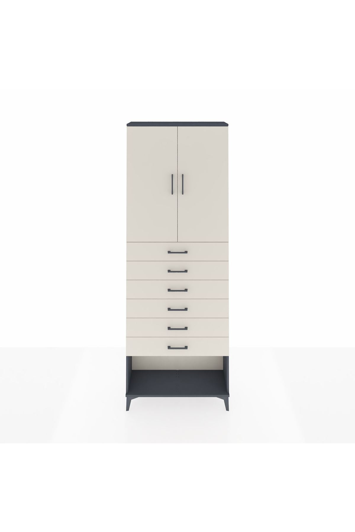 Arges Dolap 3 Raflı 6 Çekmeceli 2 Kapaklı 88x30x243 - S33M229V4A