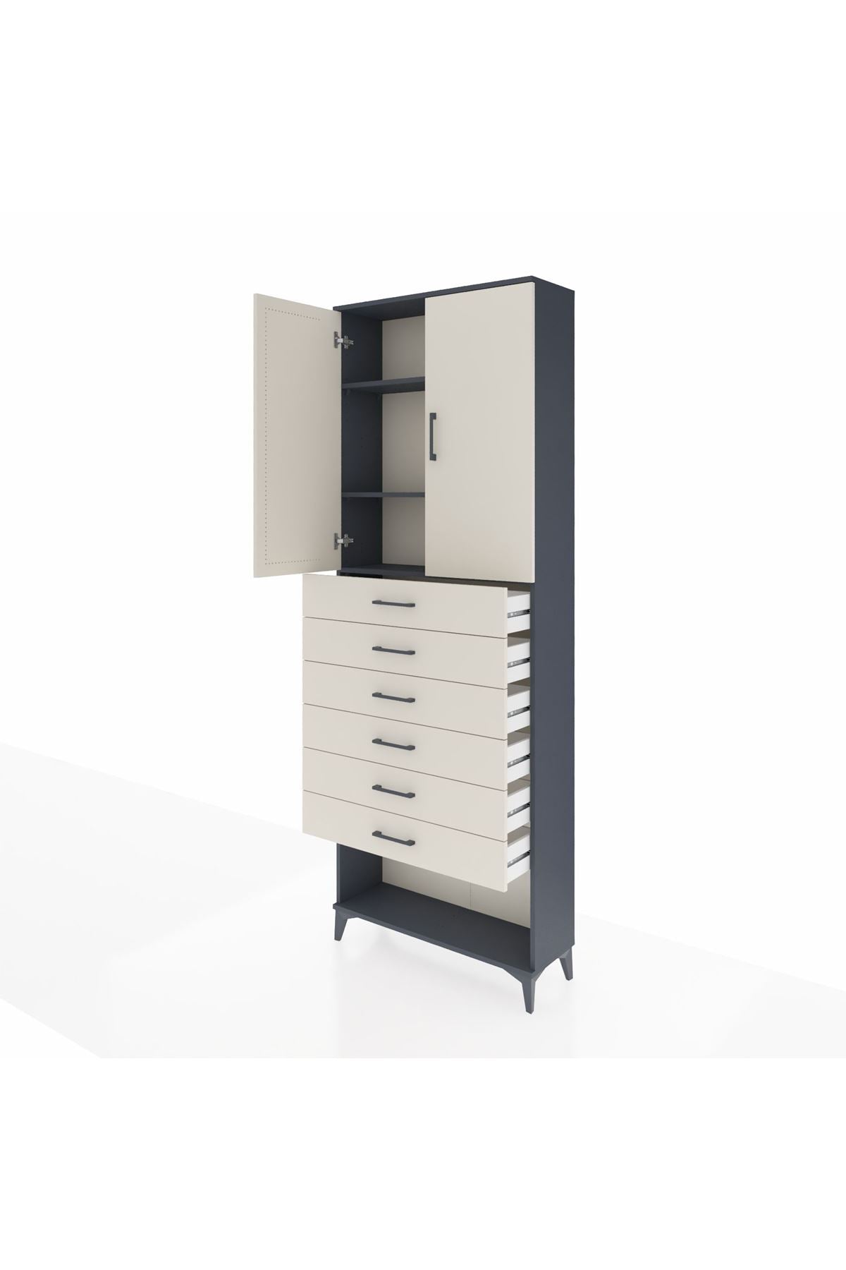 Arges Dolap 3 Raflı 6 Çekmeceli 2 Kapaklı 88x30x243 - S33M229V4A