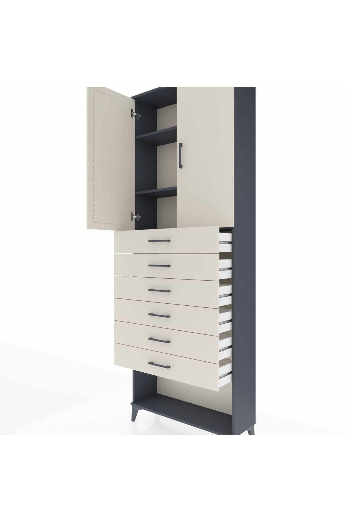 Arges Dolap 3 Raflı 6 Çekmeceli 2 Kapaklı 88x30x243 - S33M229V4A
