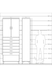 Arges Dolap 3 Raflı 6 Çekmeceli 2 Kapaklı 88x30x243 - S33M229V5A