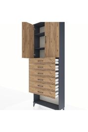 Arges Dolap 3 Raflı 6 Çekmeceli 2 Kapaklı 88x30x243 - S33M229V6A