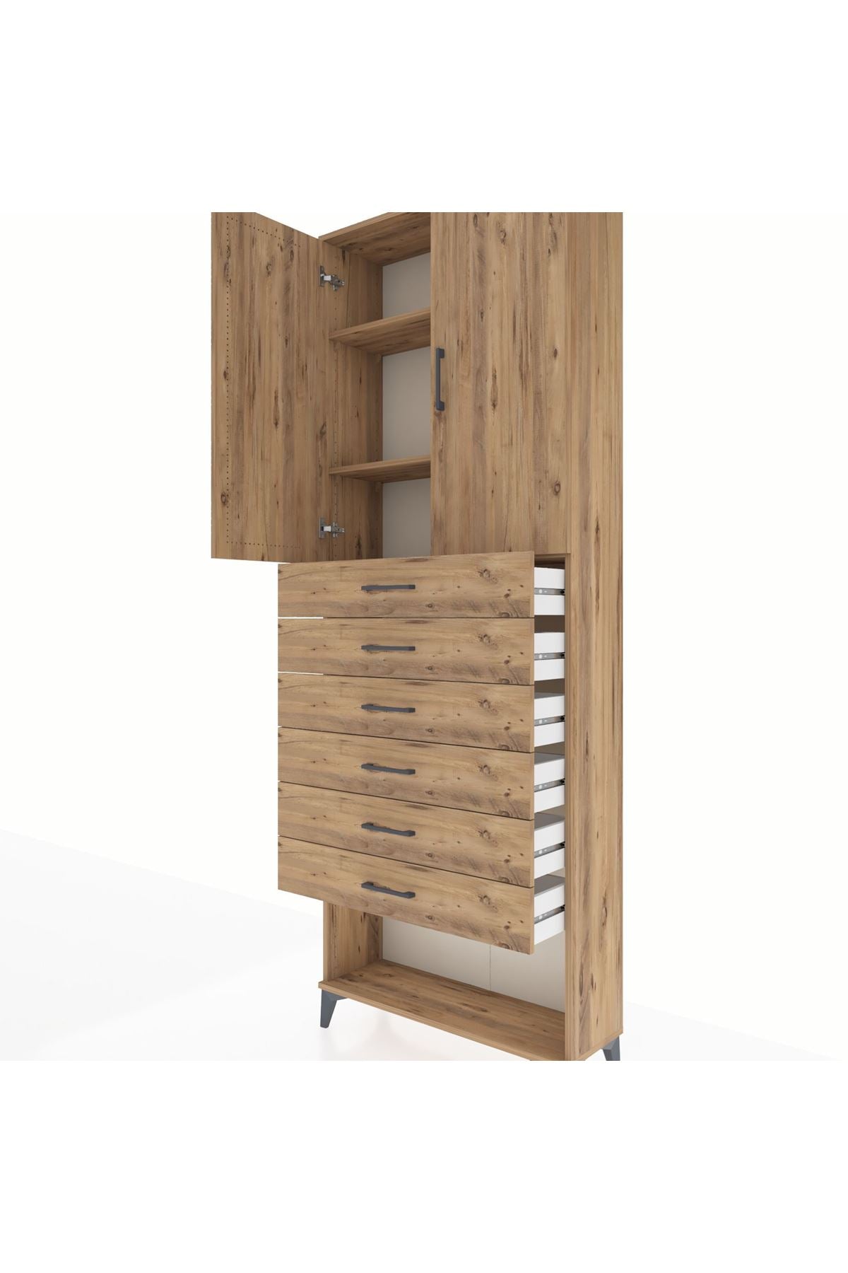 Arges Dolap 3 Raflı 6 Çekmeceli 2 Kapaklı 88x30x243 - S33M229V9A