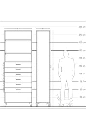 Arges Dolap 3 Raflı 6 Çekmeceli 88x30x243 - S33M230V6A