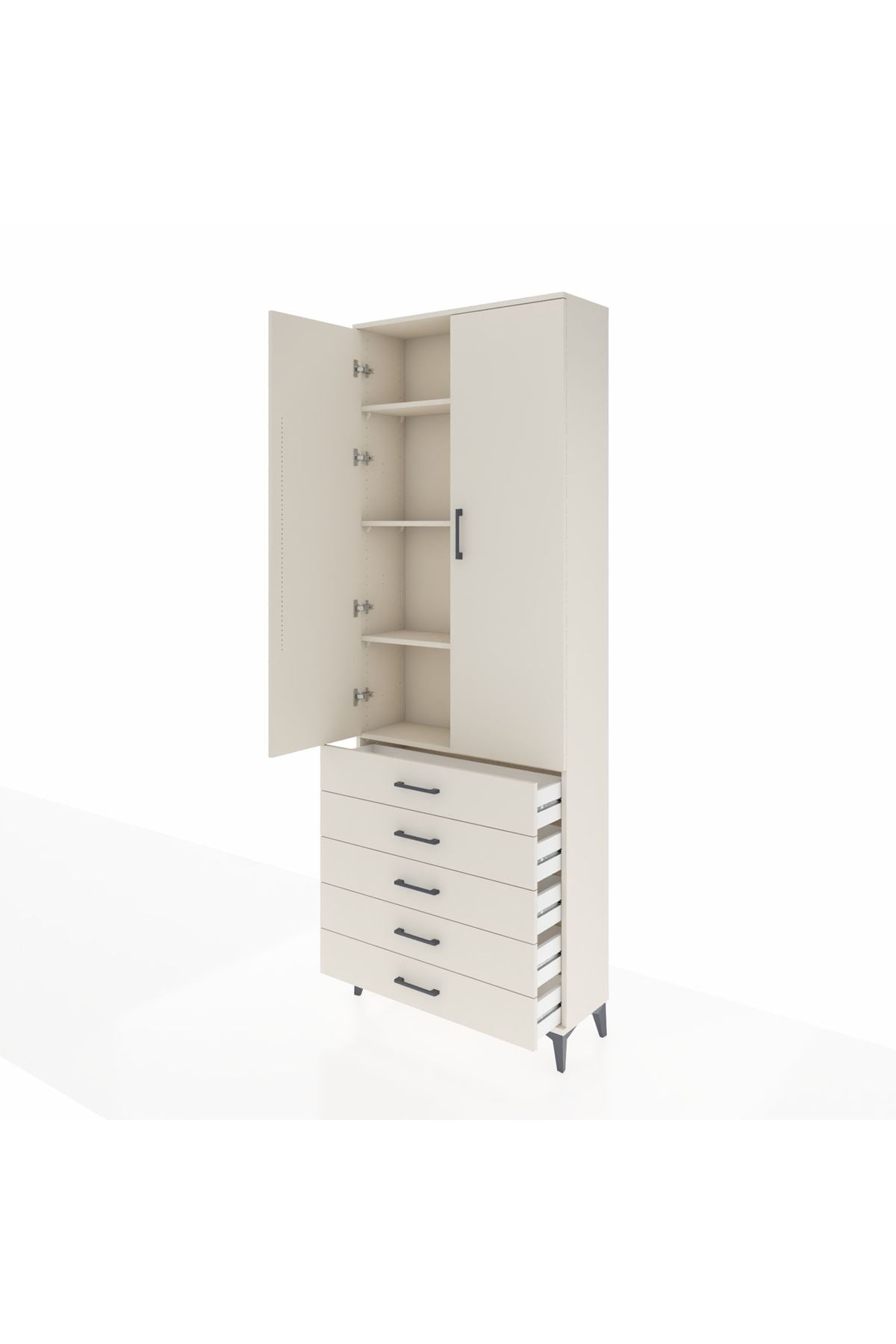 Arges Dolap 4 Raflı 5 Çekmeceli 2 Kapaklı 88x30x243 - S33M231V1A