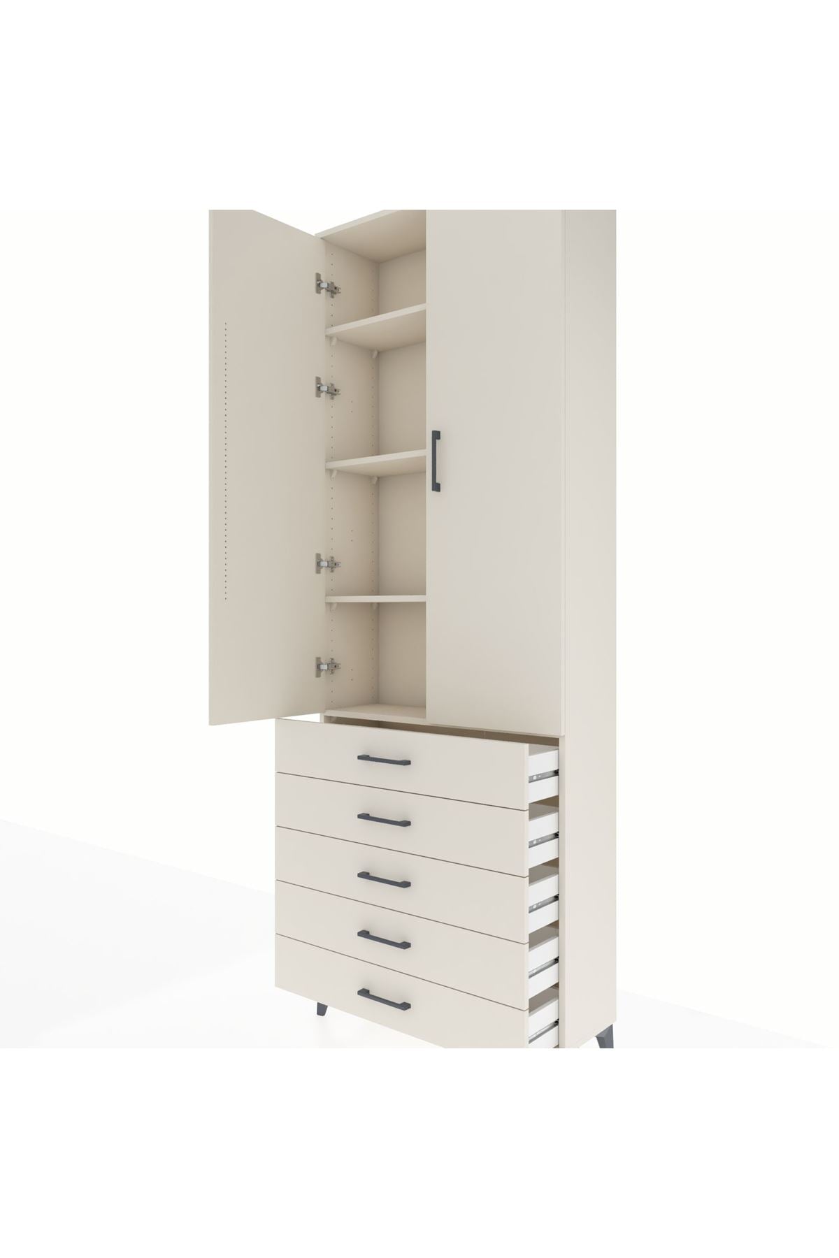 Arges Dolap 4 Raflı 5 Çekmeceli 2 Kapaklı 88x30x243 - S33M231V1A