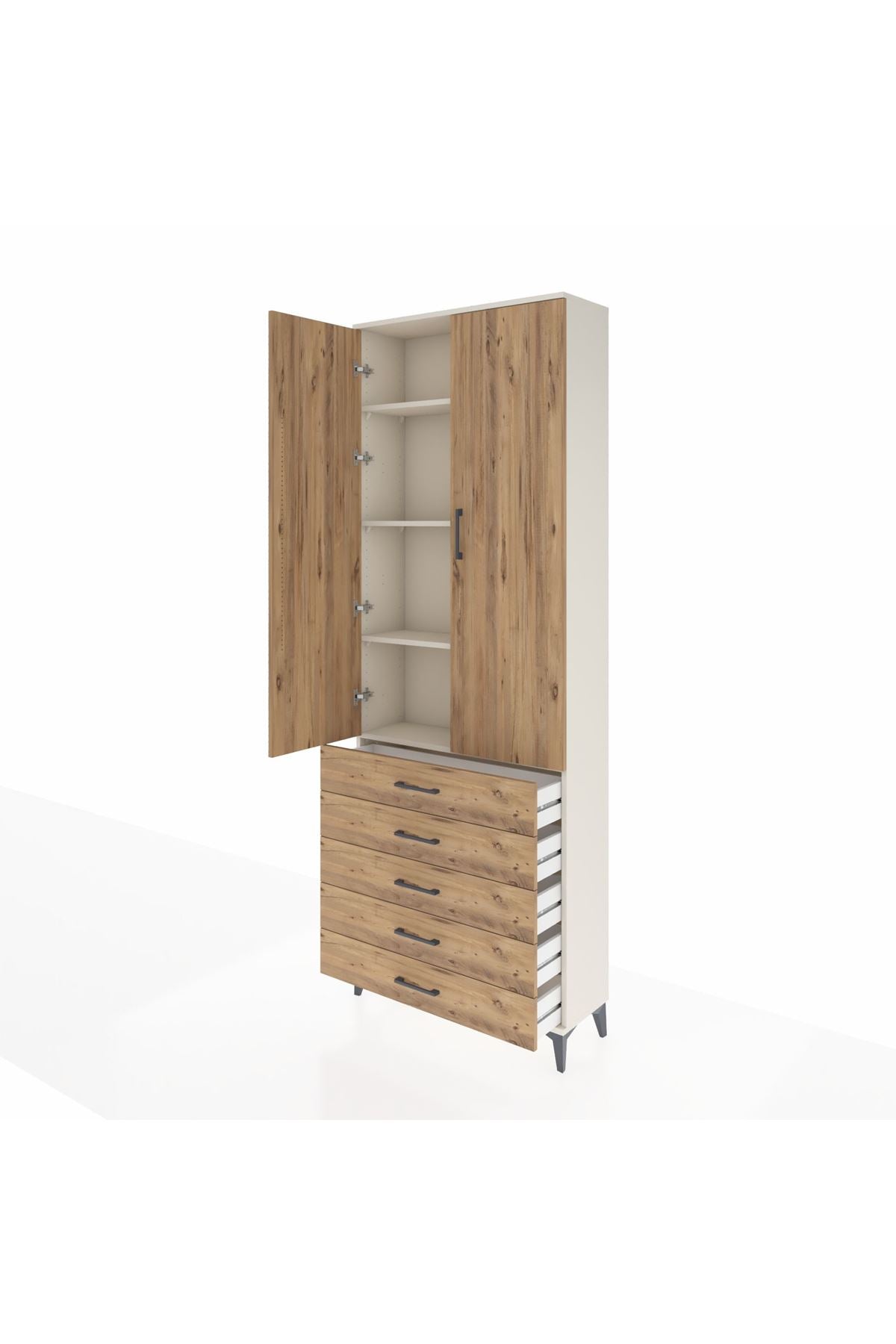 Arges Dolap 4 Raflı 5 Çekmeceli 2 Kapaklı 88x30x243 - S33M231V3A