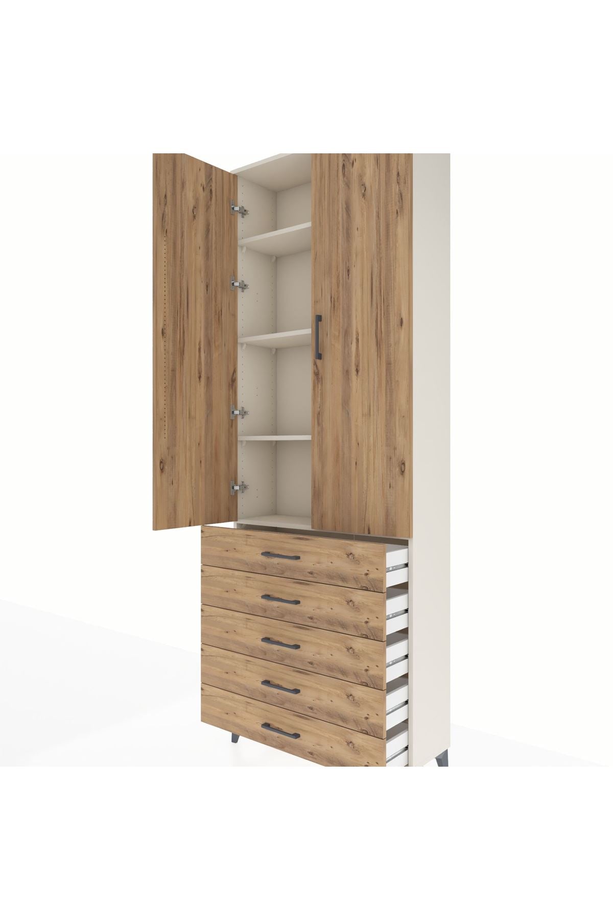 Arges Dolap 4 Raflı 5 Çekmeceli 2 Kapaklı 88x30x243 - S33M231V3A