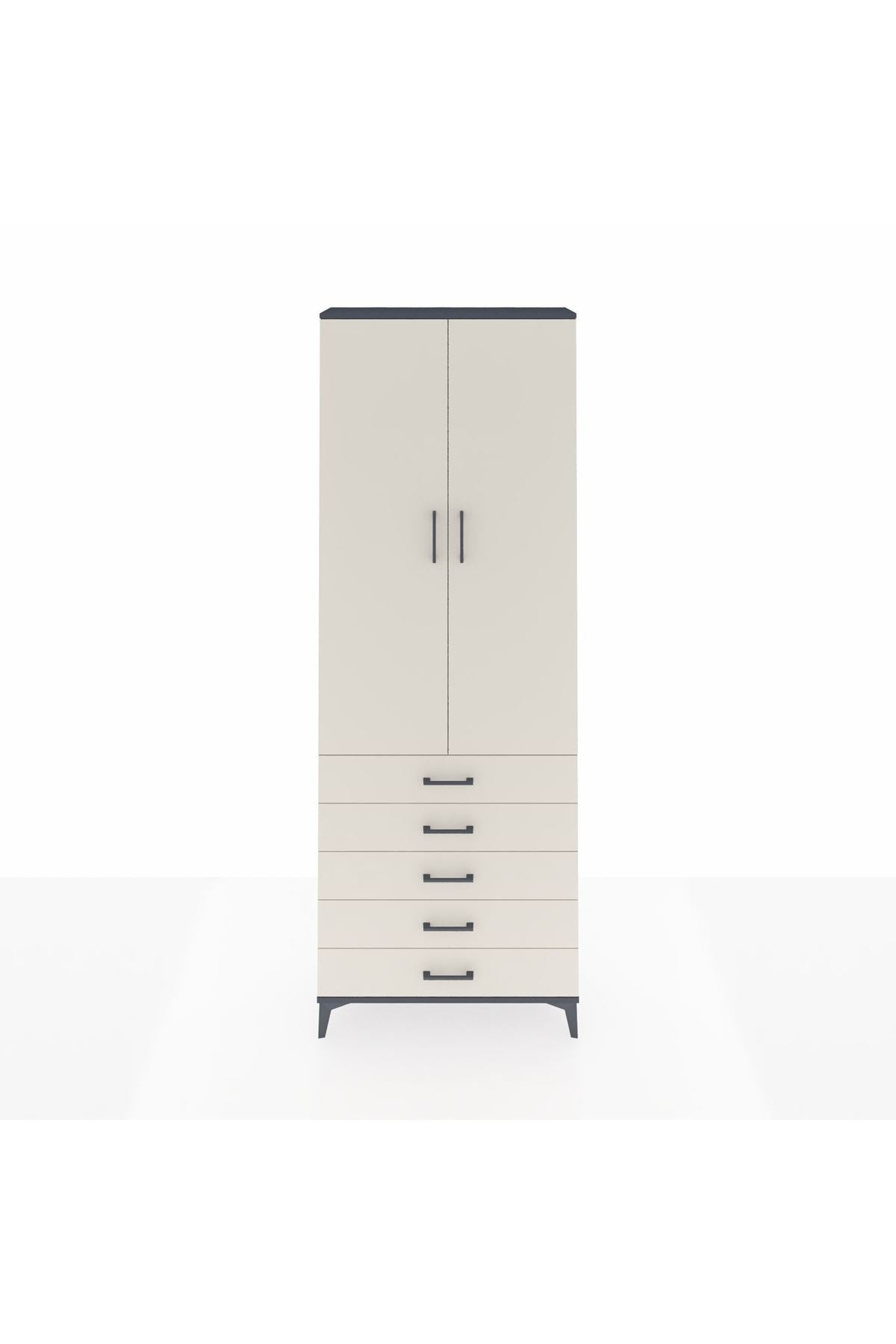 Arges Dolap 4 Raflı 5 Çekmeceli 2 Kapaklı 88x30x243 - S33M231V4A