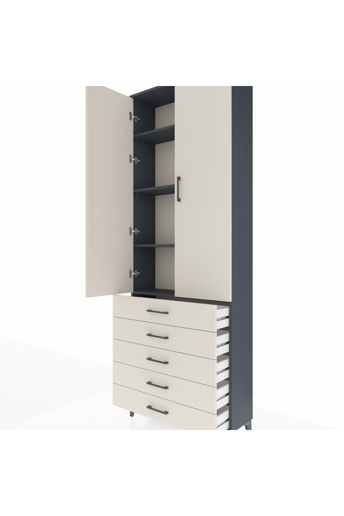 Arges Dolap 4 Raflı 5 Çekmeceli 2 Kapaklı 88x30x243 - S33M231V4A