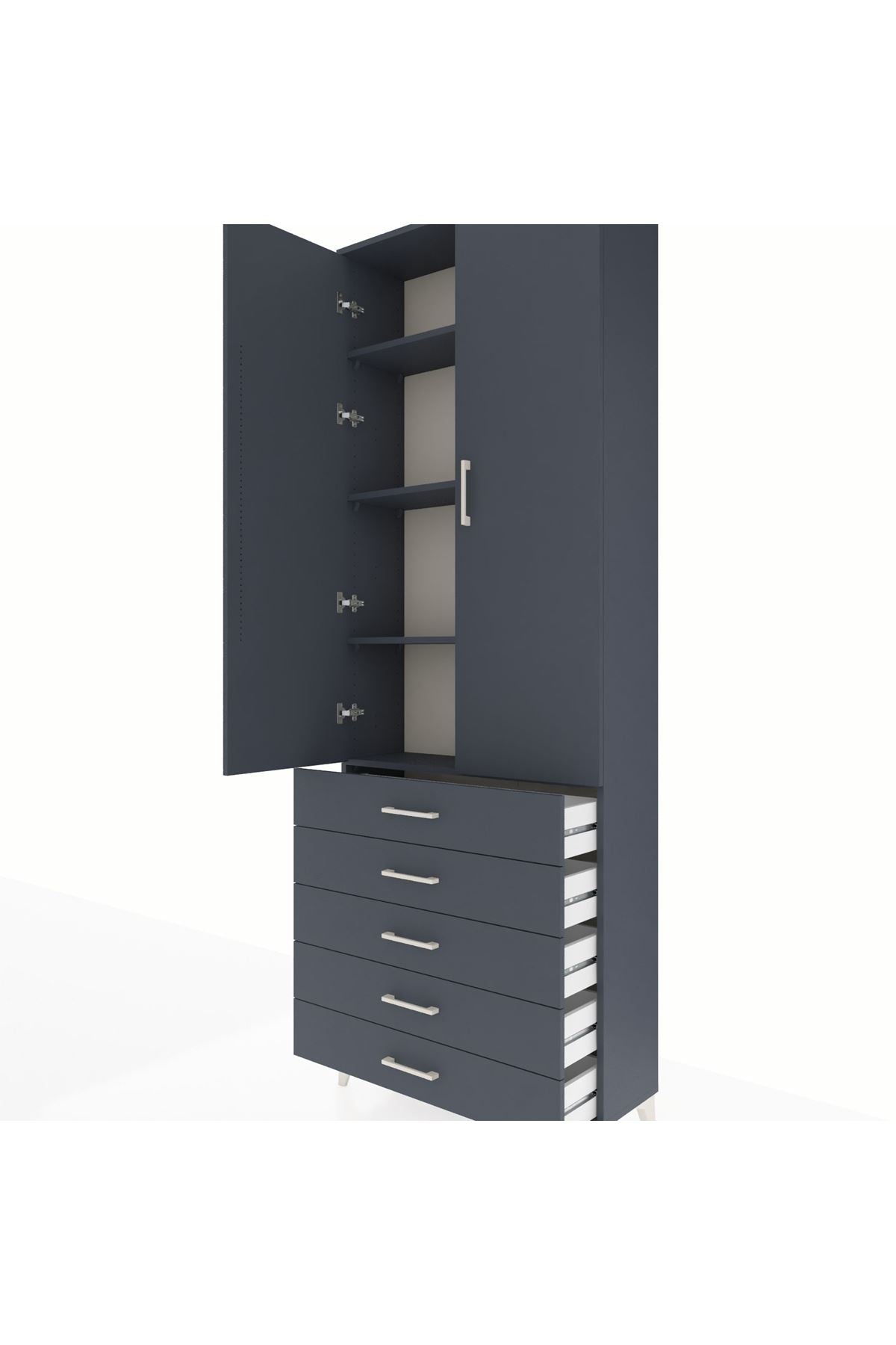 Arges Dolap 4 Raflı 5 Çekmeceli 2 Kapaklı 88x30x243 - S33M231V5A