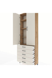 Arges Dolap 4 Raflı 5 Çekmeceli 2 Kapaklı 88x30x243 - S33M231V7A