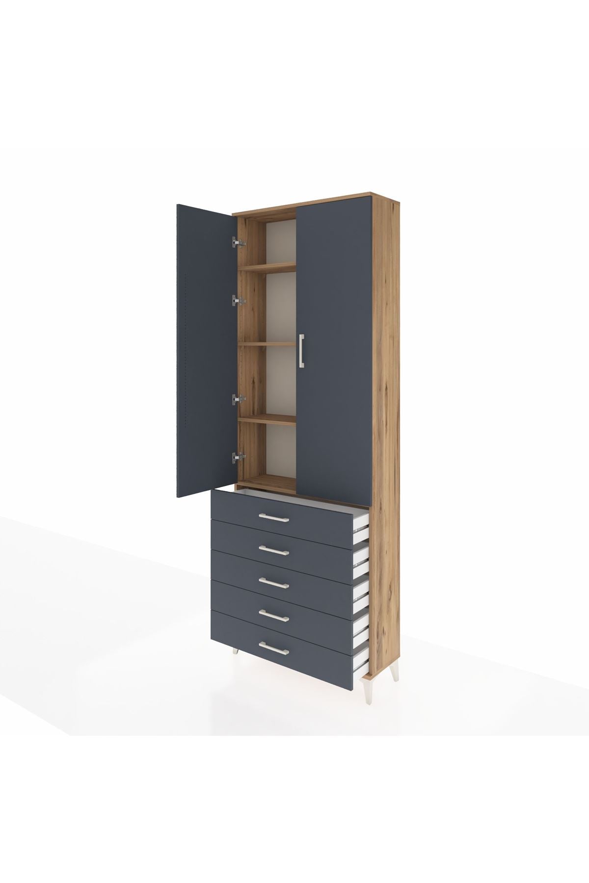 Arges Dolap 4 Raflı 5 Çekmeceli 2 Kapaklı 88x30x243 - S33M231V8A