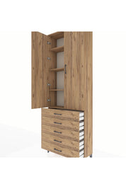 Arges Dolap 4 Raflı 5 Çekmeceli 2 Kapaklı 88x30x243 - S33M231V9A