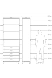 Arges Dolap 4 Raflı 5 Çekmeceli 88x30x243 - S33M232V4A