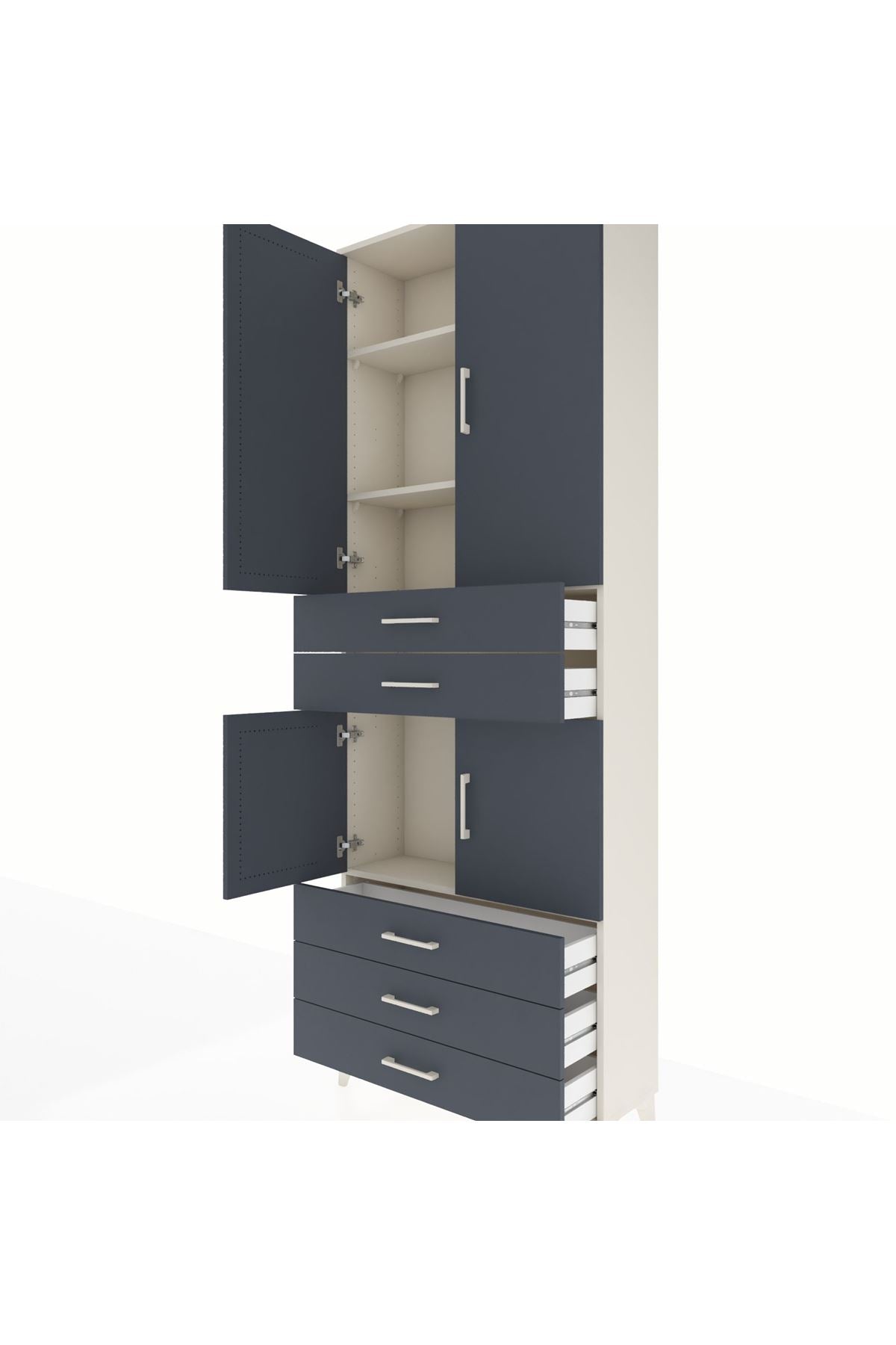 Arges Dolap 4 Raflı 5 Çekmeceli 4 Kapaklı 88x30x243 - S33M233V2A