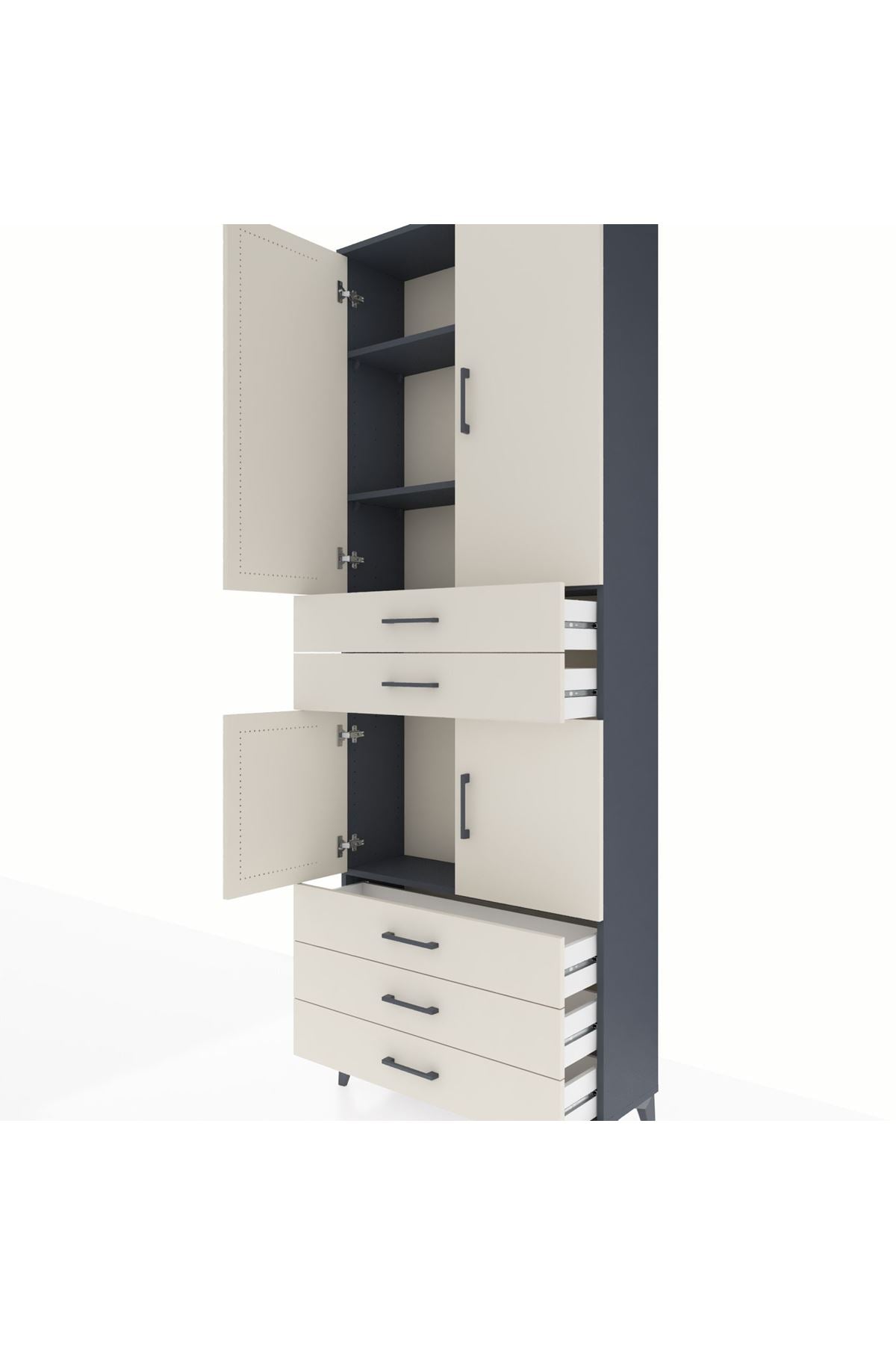 Arges Dolap 4 Raflı 5 Çekmeceli 4 Kapaklı 88x30x243 - S33M233V4A