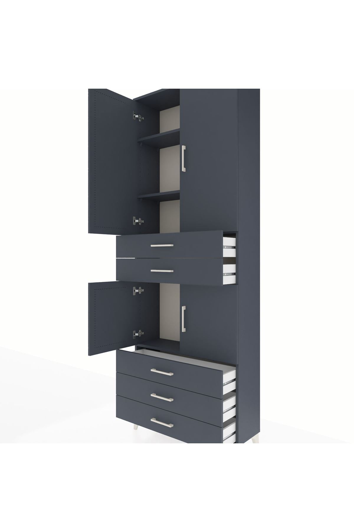 Arges Dolap 4 Raflı 5 Çekmeceli 4 Kapaklı 88x30x243 - S33M233V5A