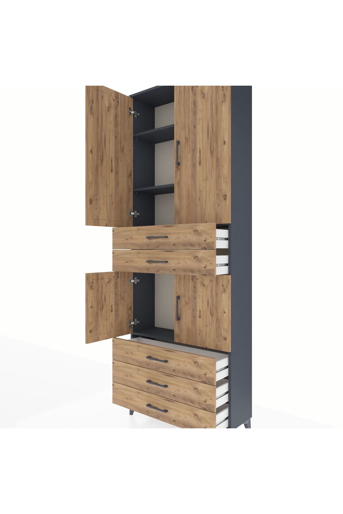 Arges Dolap 4 Raflı 5 Çekmeceli 4 Kapaklı 88x30x243 - S33M233V6A