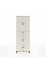 Arges Dolap 4 Raflı 5 Çekmeceli 4 Kapaklı 88x30x243