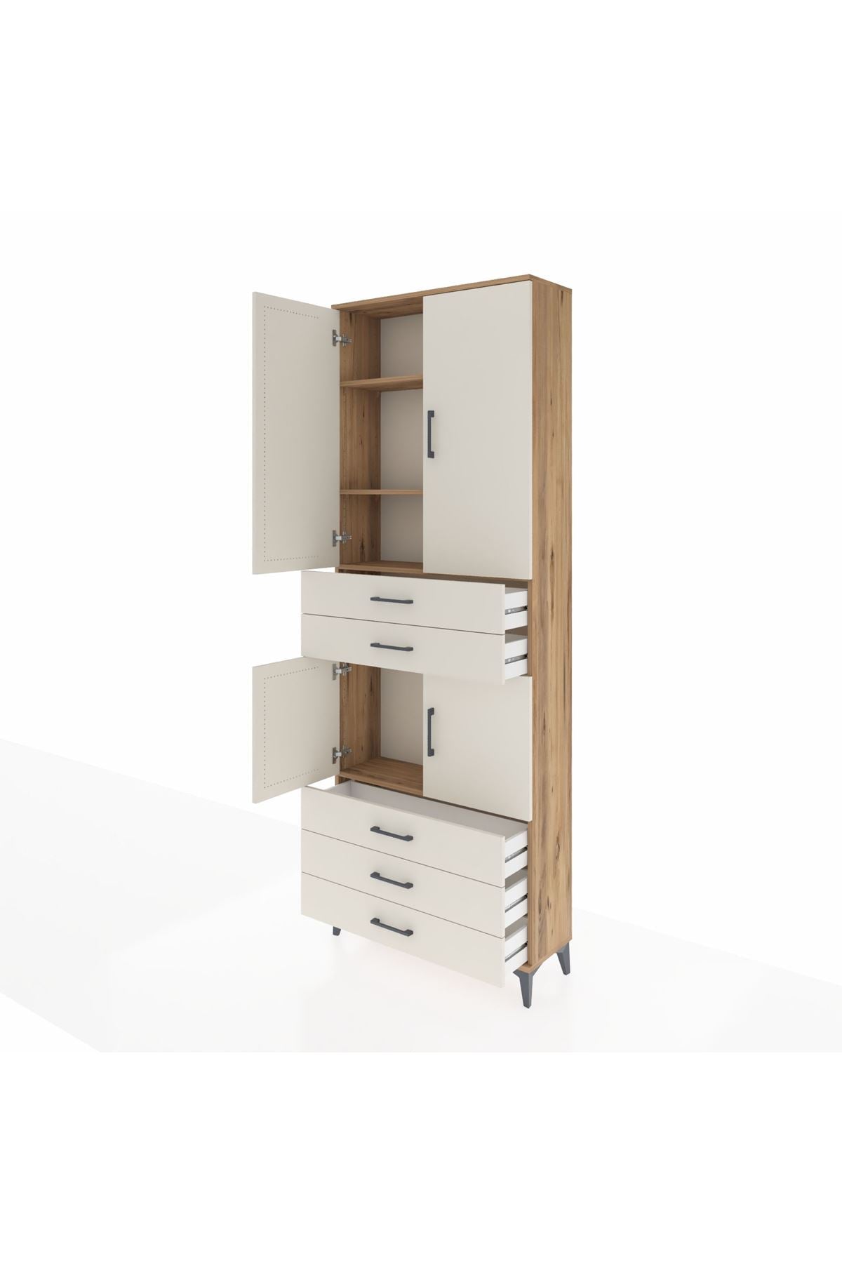 Arges Dolap 4 Raflı 5 Çekmeceli 4 Kapaklı 88x30x243 - S33M233V7A