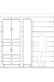 Arges Dolap 4 Raflı 5 Çekmeceli 4 Kapaklı 88x30x243 - S33M233V8A