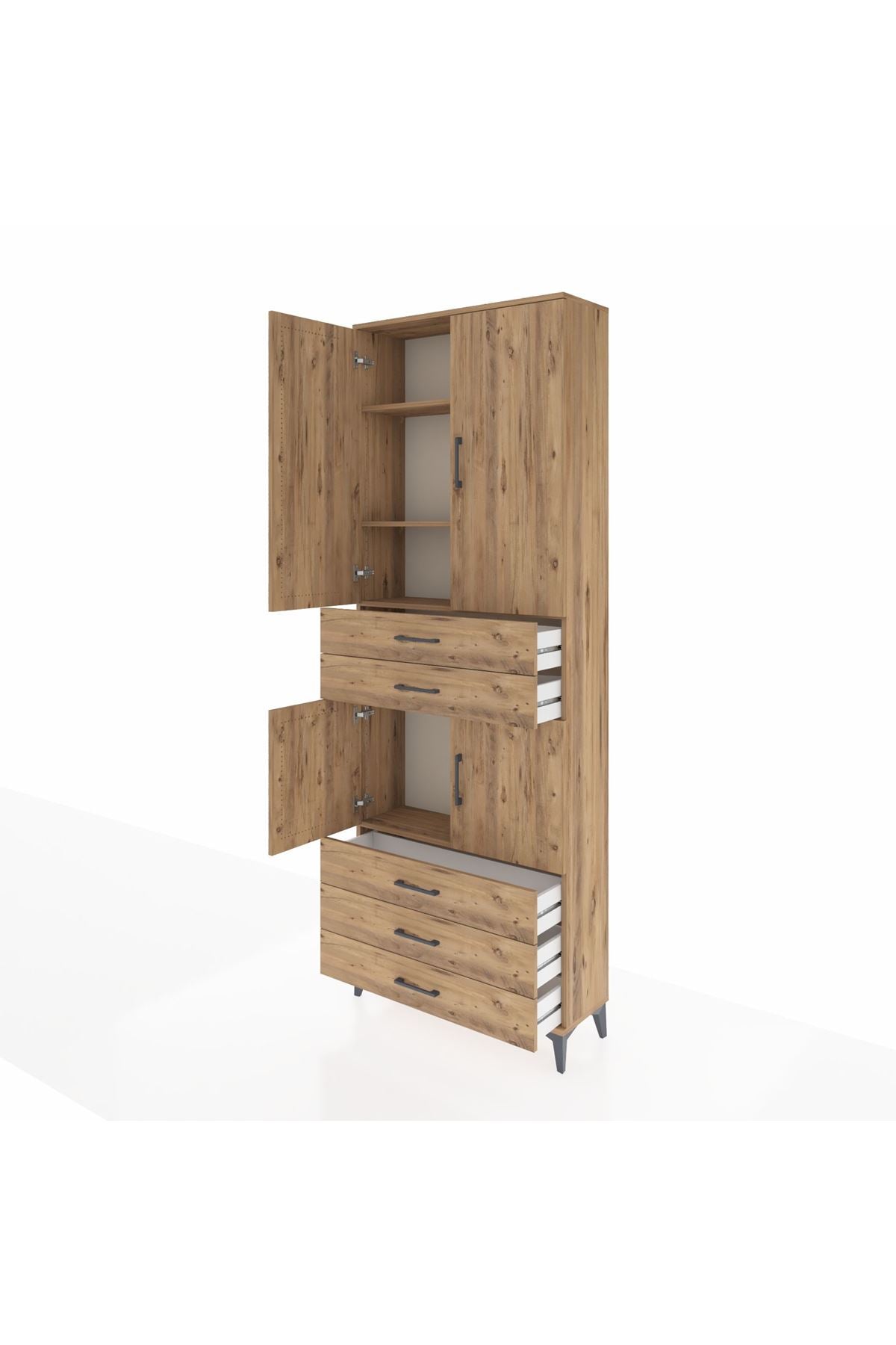 Arges Dolap 4 Raflı 5 Çekmeceli 4 Kapaklı 88x30x243 - S33M233V9A