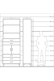 Arges Dolap 4 Raflı 5 Çekmeceli 2 Kapaklı 88x30x243 - S33M234V4A