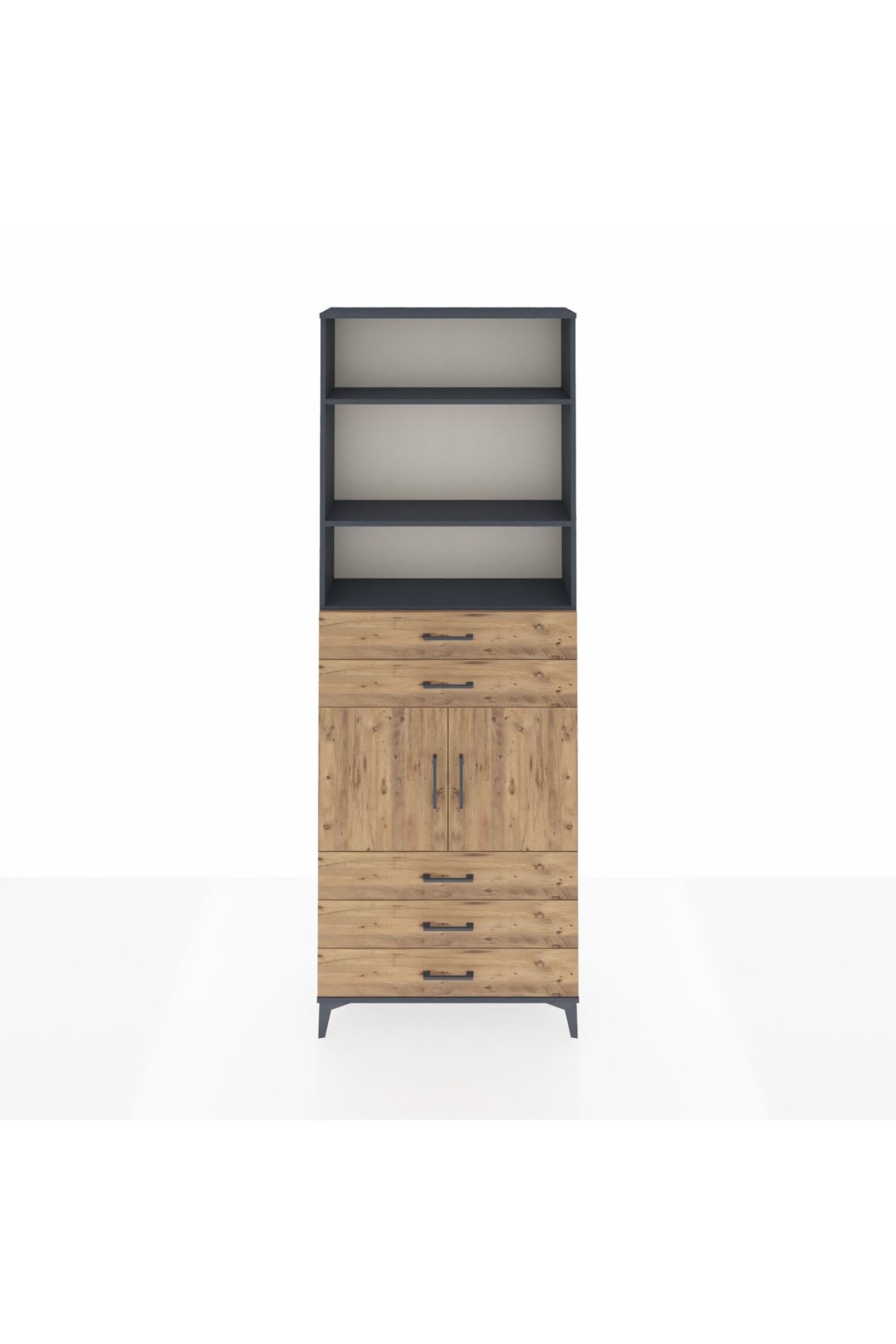 Arges Dolap 4 Raflı 5 Çekmeceli 2 Kapaklı 88x30x243 - S33M234V6A