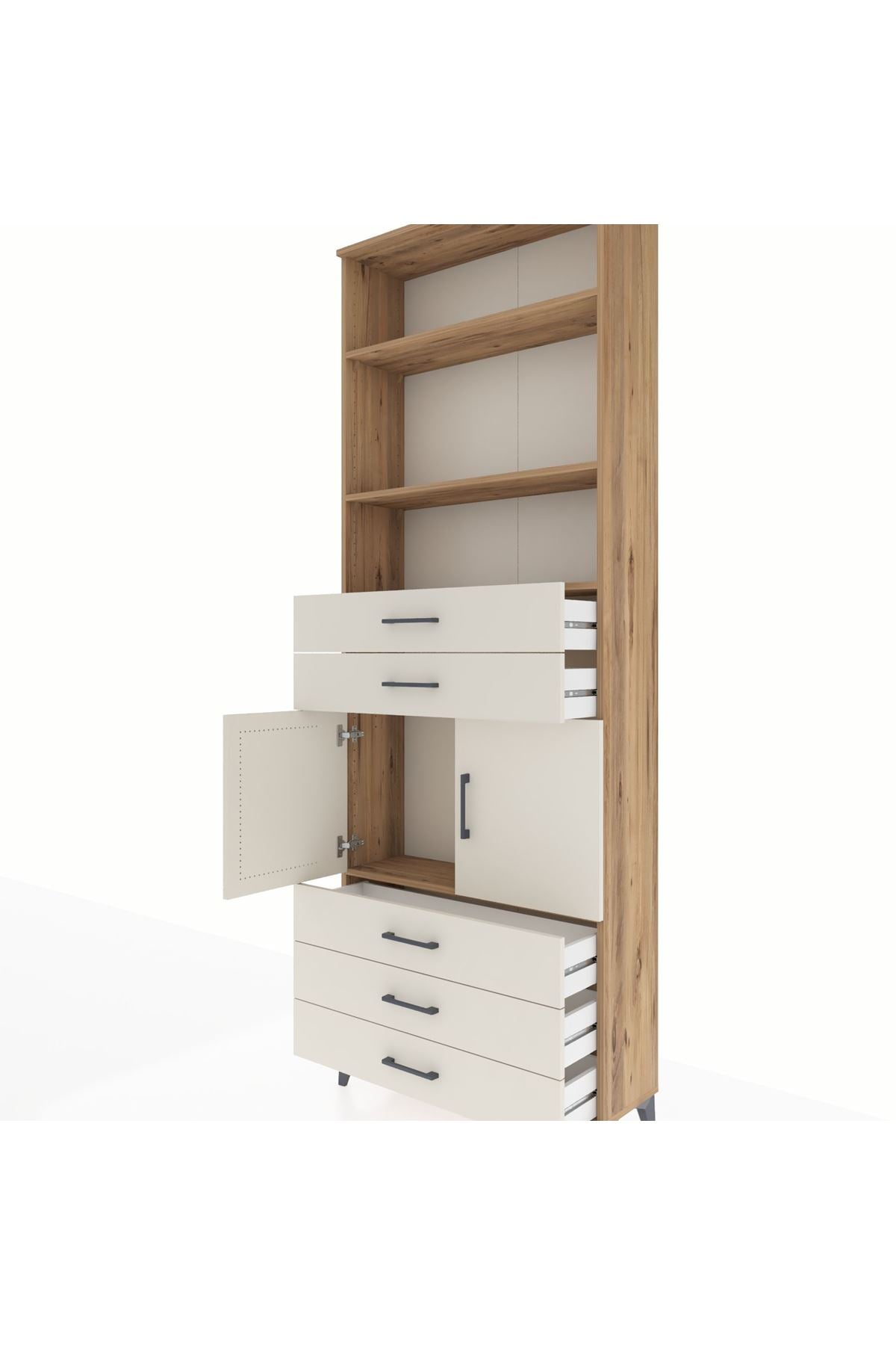 Arges Dolap 4 Raflı 5 Çekmeceli 2 Kapaklı 88x30x243 - S33M234V7A