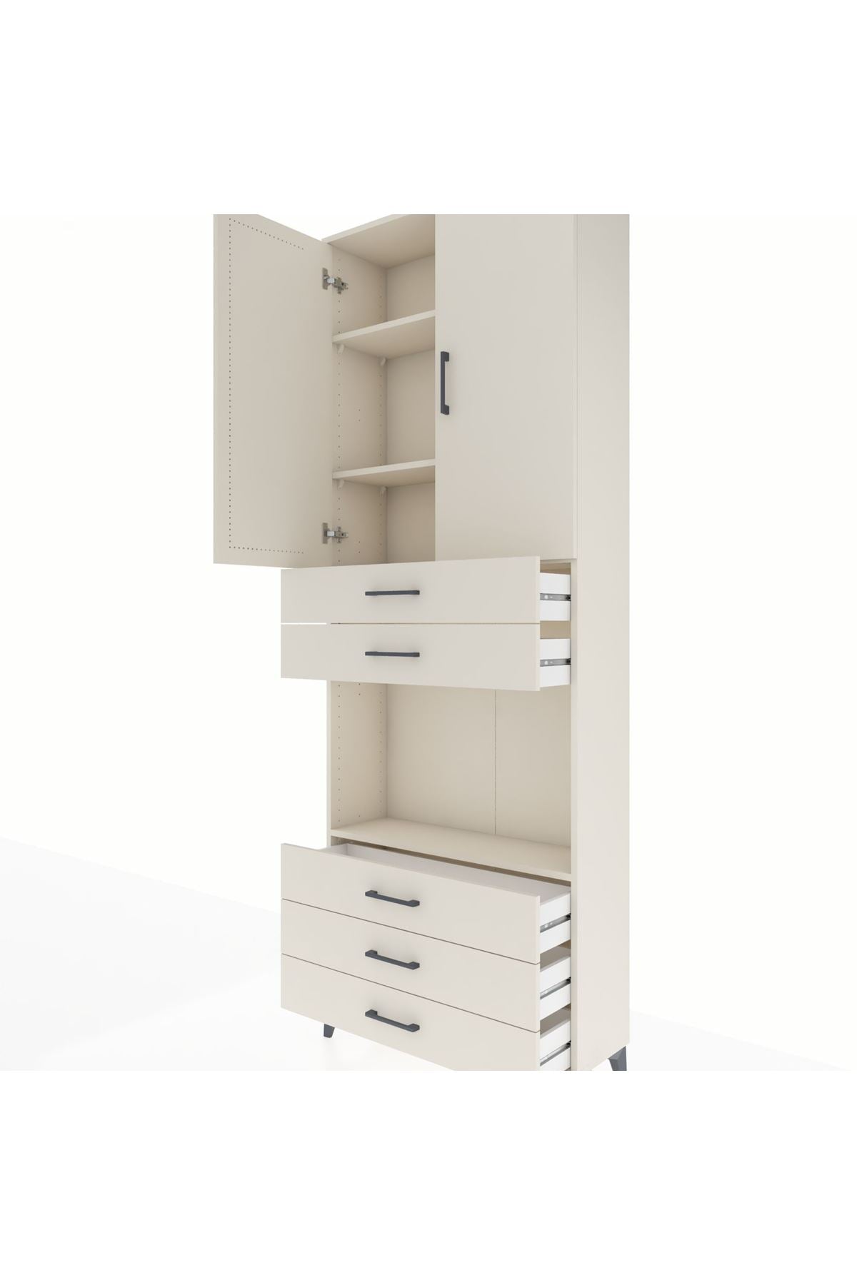 Arges Dolap 4 Raflı 5 Çekmeceli 2 Kapaklı 88x30x243 - S33M235V1A