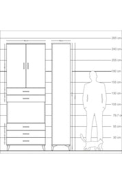 Arges Dolap 4 Raflı 5 Çekmeceli 2 Kapaklı 88x30x243 - S33M235V1A