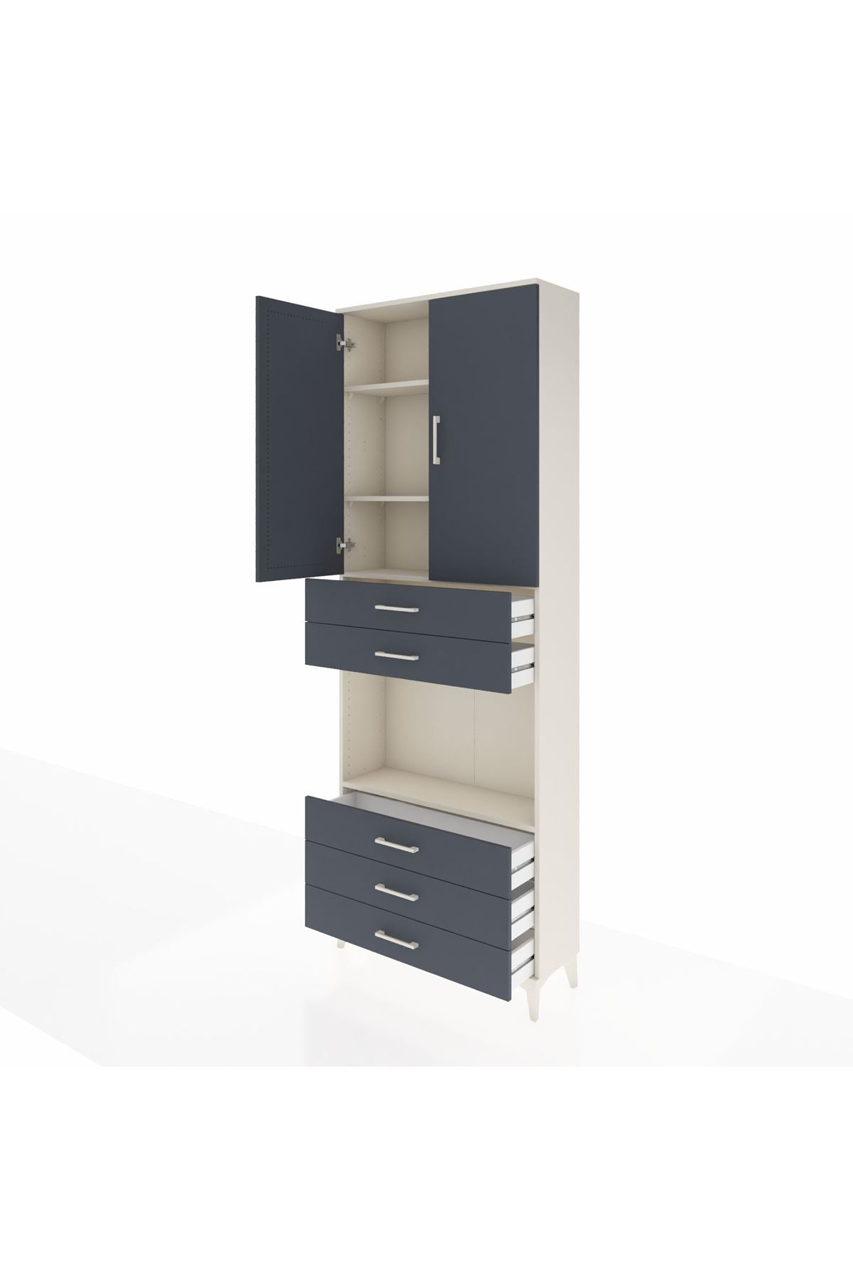 Arges Dolap 4 Raflı 5 Çekmeceli 2 Kapaklı 88x30x243 - S33M235V2A