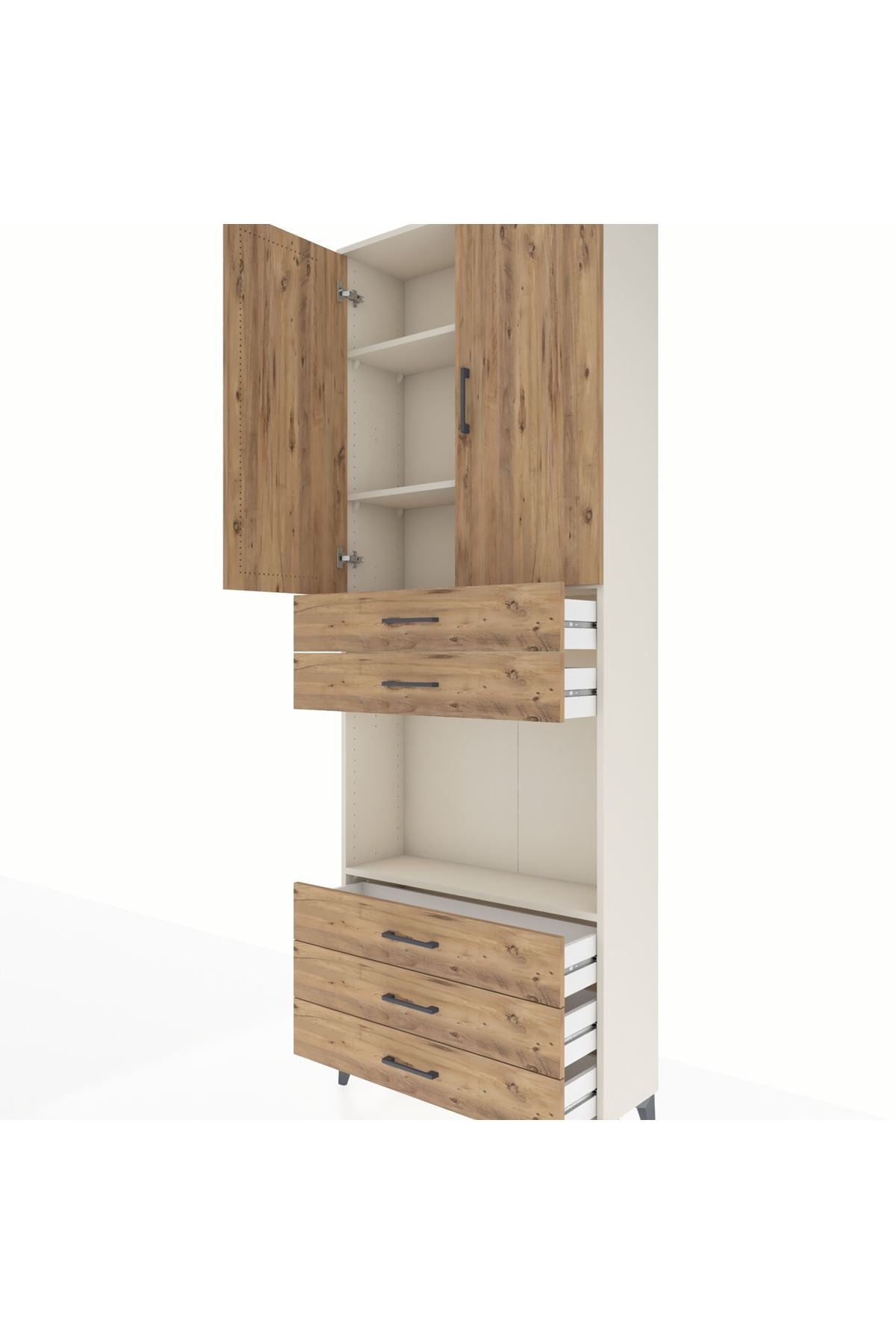 Arges Dolap 4 Raflı 5 Çekmeceli 2 Kapaklı 88x30x243 - S33M235V3A