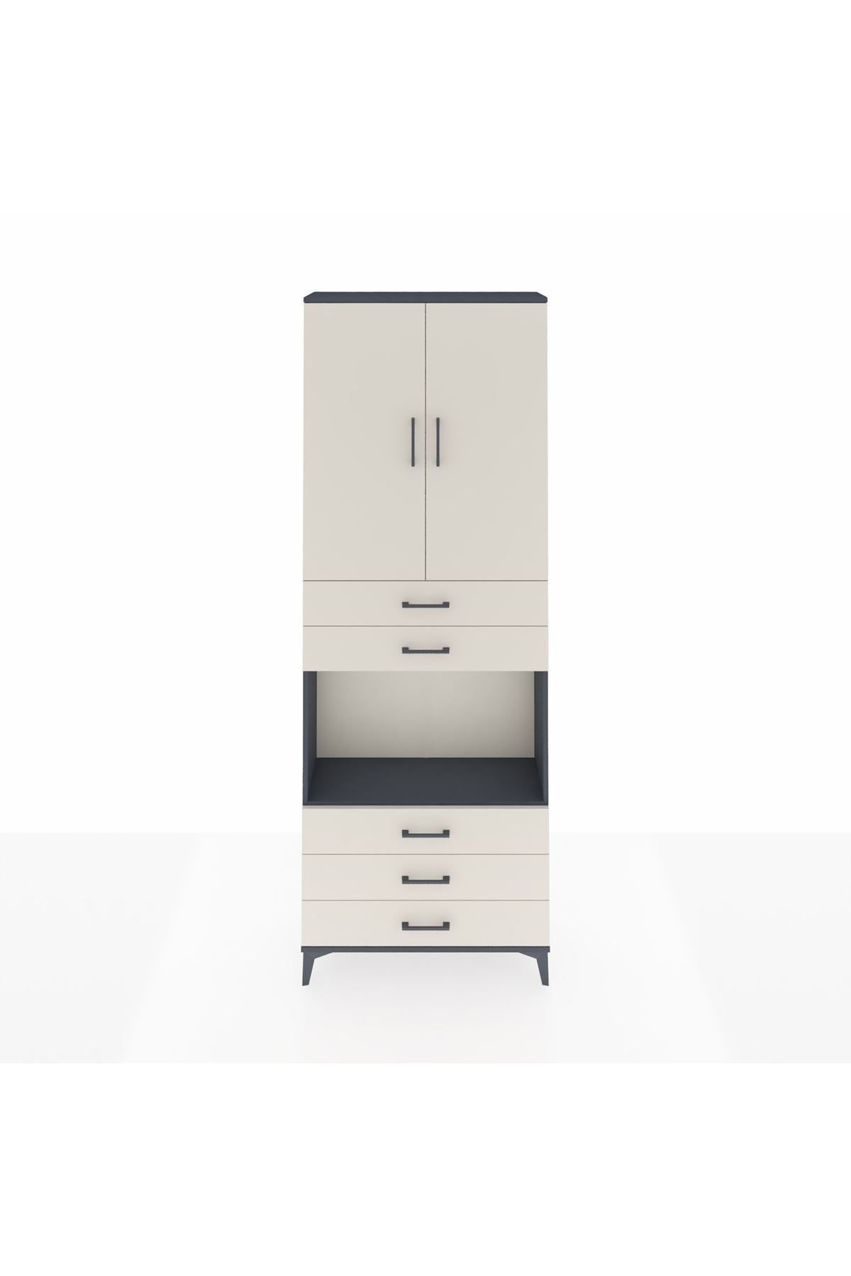 Arges Dolap 4 Raflı 5 Çekmeceli 2 Kapaklı 88x30x243 - S33M235V4A