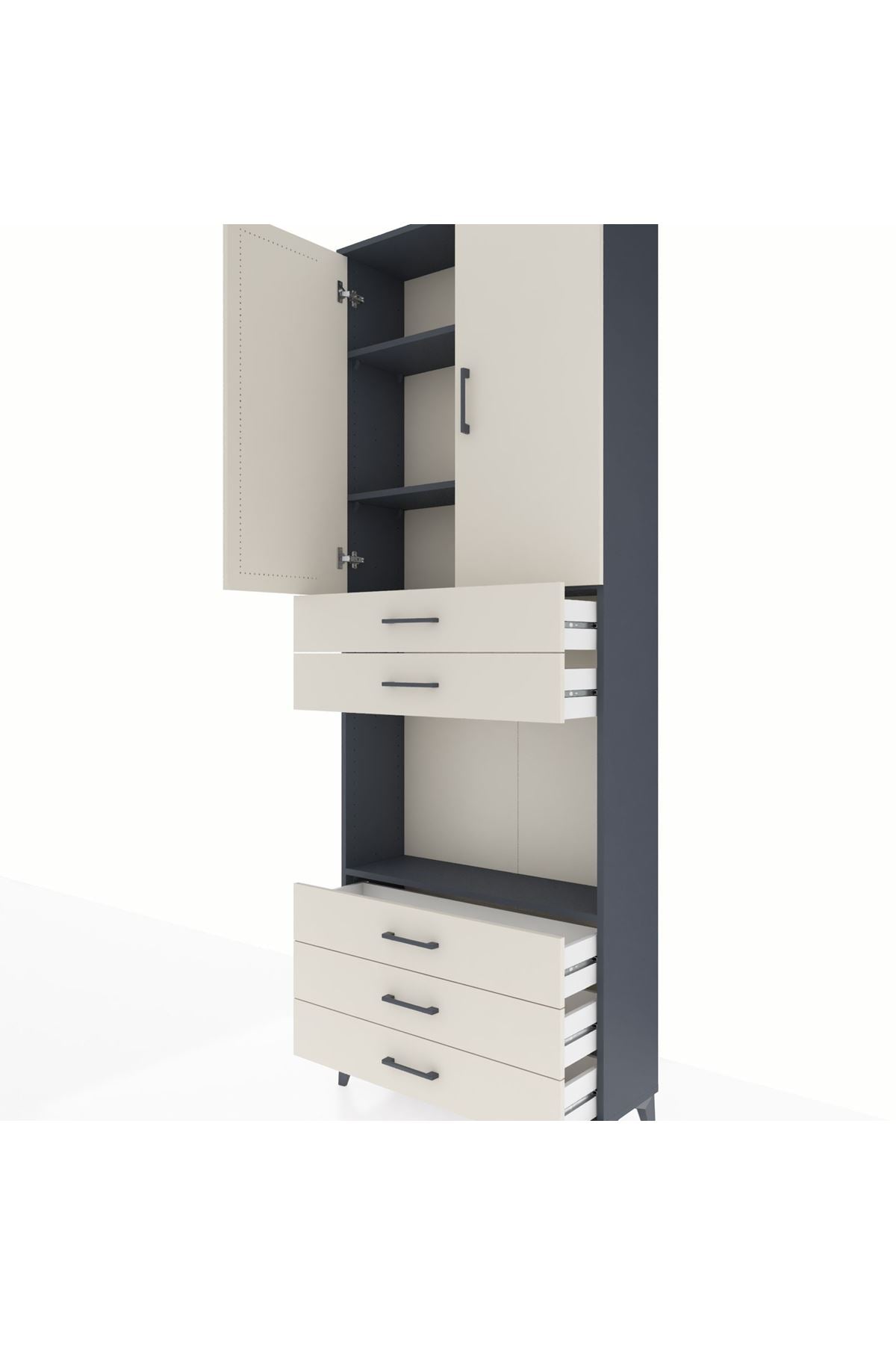 Arges Dolap 4 Raflı 5 Çekmeceli 2 Kapaklı 88x30x243 - S33M235V4A