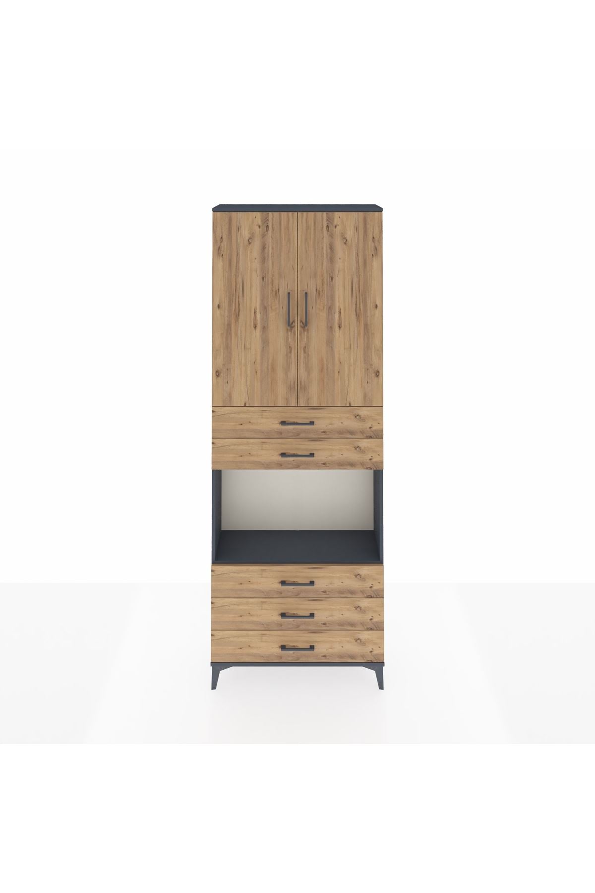 Arges Dolap 4 Raflı 5 Çekmeceli 2 Kapaklı 88x30x243 - S33M235V6A