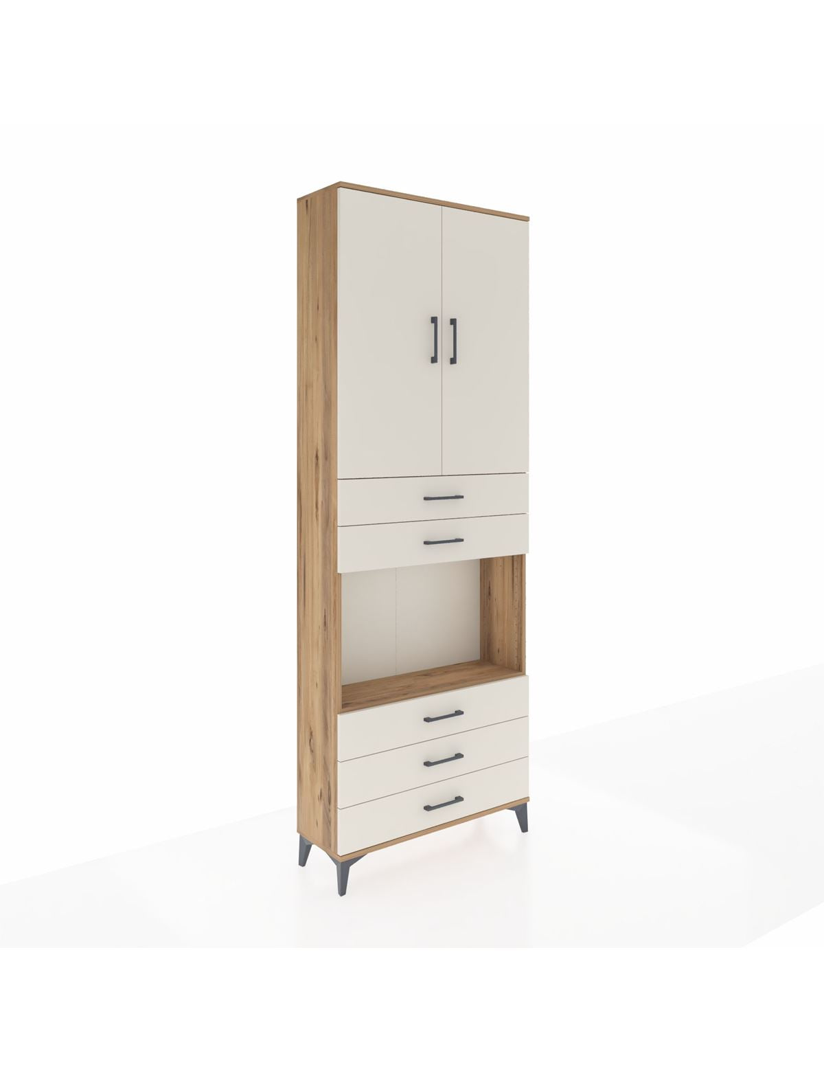 Arges Dolap 4 Raflı 5 Çekmeceli 2 Kapaklı 88x30x243 - S33M235V7A