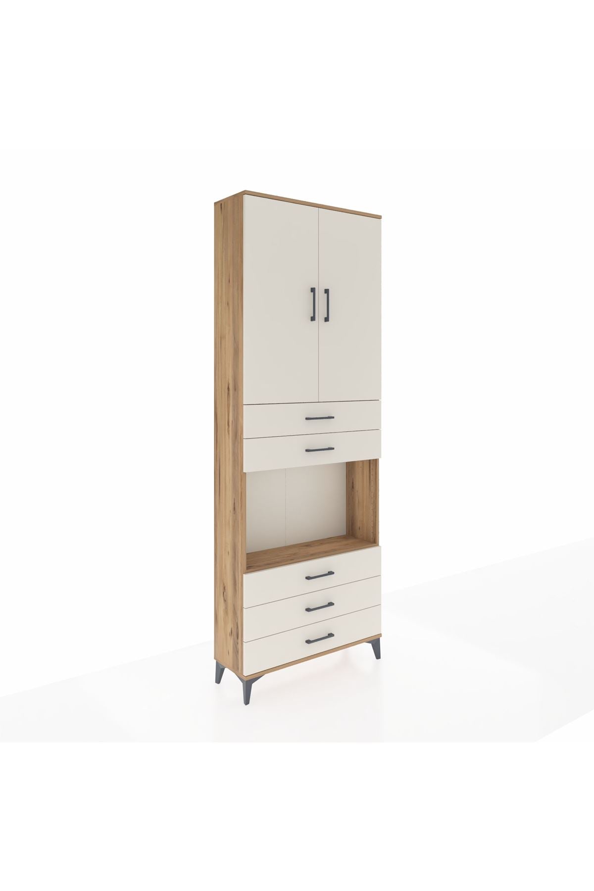 Arges Dolap 4 Raflı 5 Çekmeceli 2 Kapaklı 88x30x243 - S33M235V7A