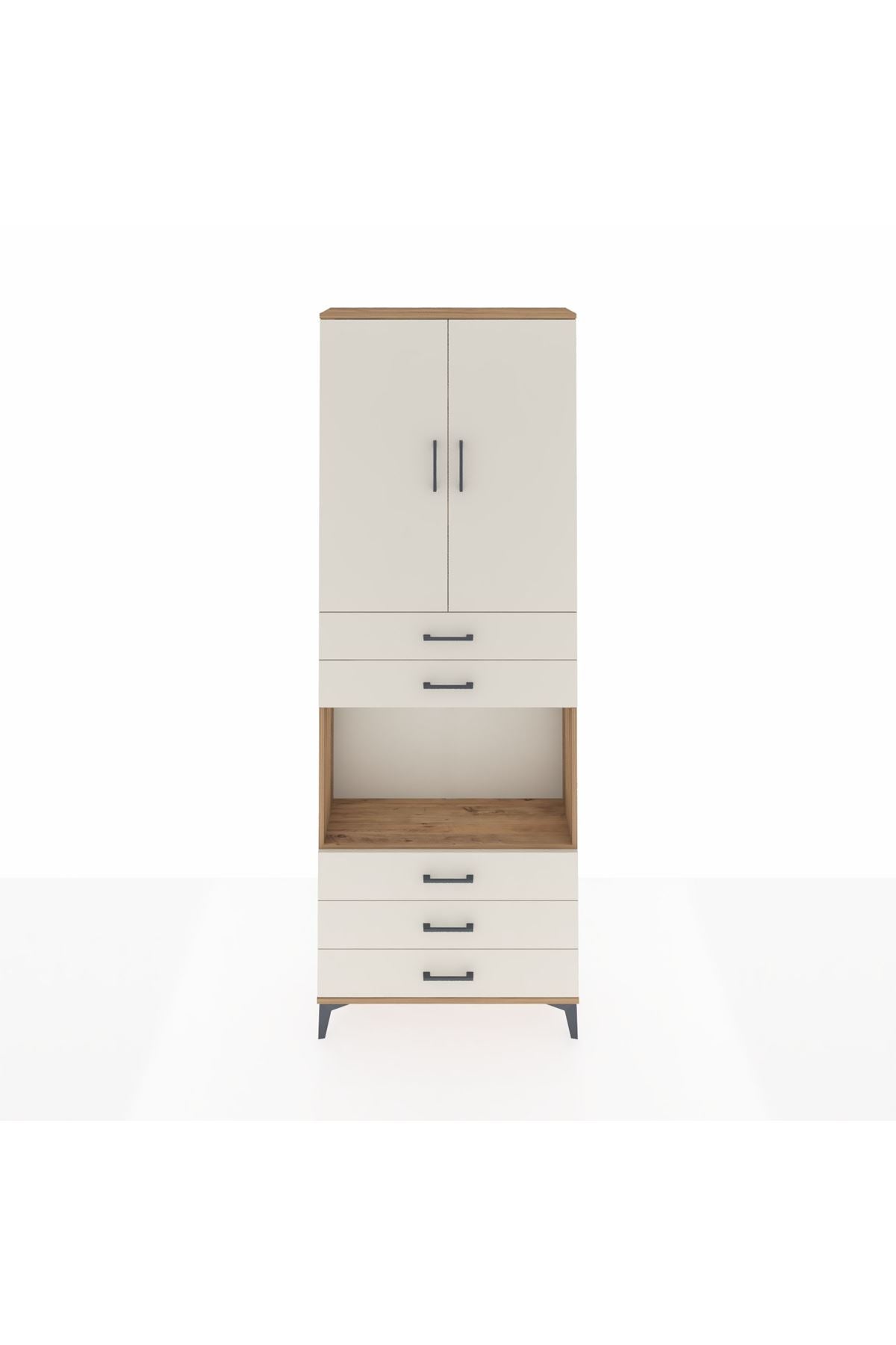 Arges Dolap 4 Raflı 5 Çekmeceli 2 Kapaklı 88x30x243 - S33M235V7A