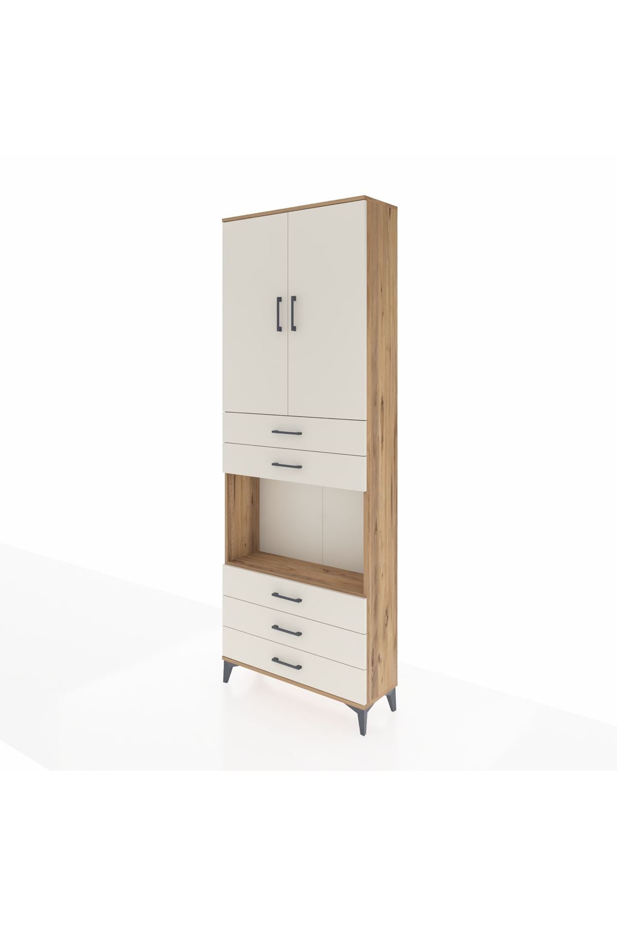 Arges Dolap 4 Raflı 5 Çekmeceli 2 Kapaklı 88x30x243 - S33M235V7A